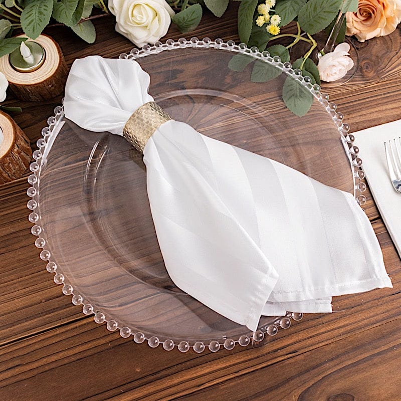 Premium 20x20 Inch Satin Table Napkins - Set of 5 Striped Elegant Dinner Napkins for Formal Dining, Wedding, and Holiday Parties