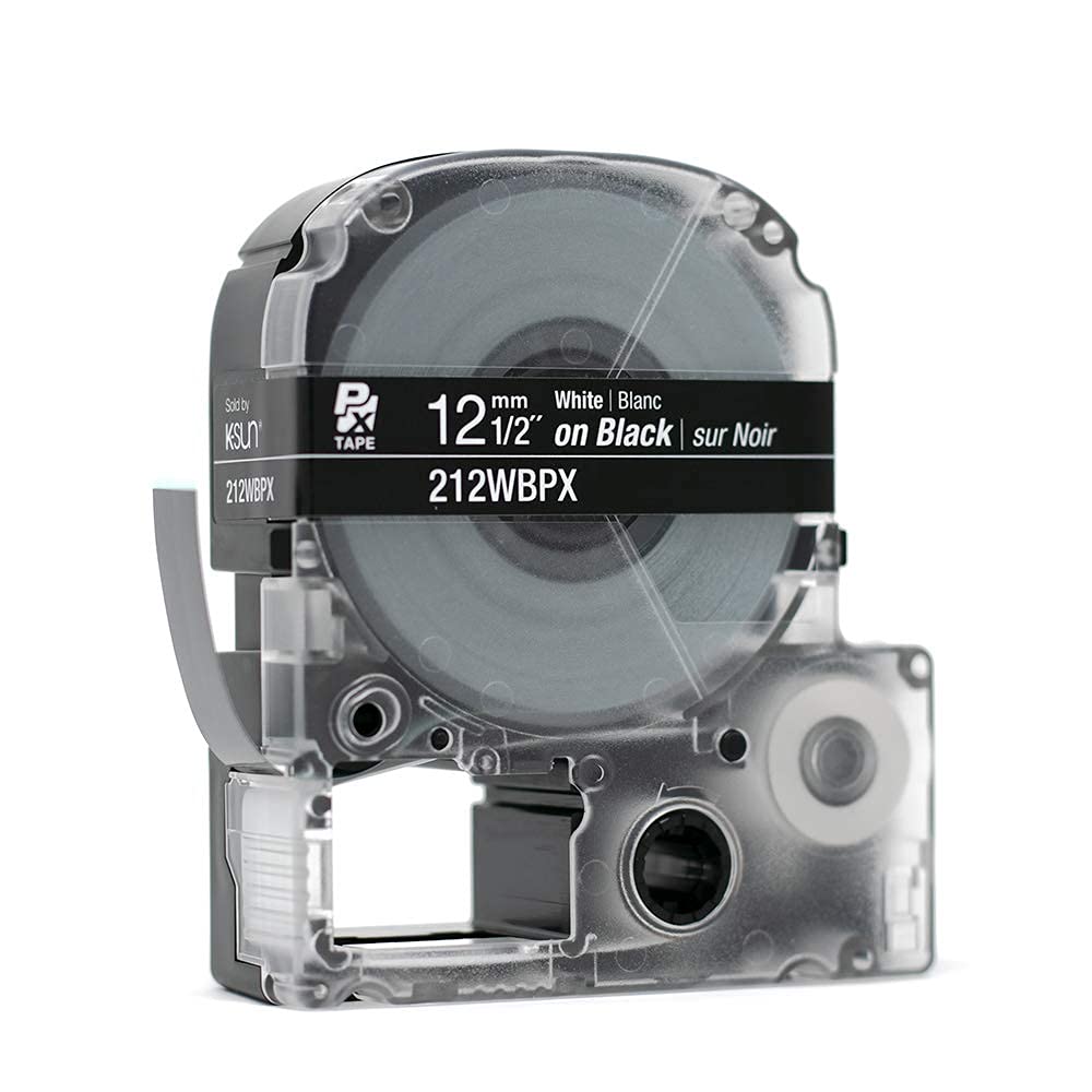 Epson LW-PX300 Industrial Label Maker with 212WBPX PET Tape Cartridge - White on Black Polyester Labels for Restaurant, Deli & Food Service Organization - Perfect for Kitchen Shelving, Storage Bins and Food Safety Labeling