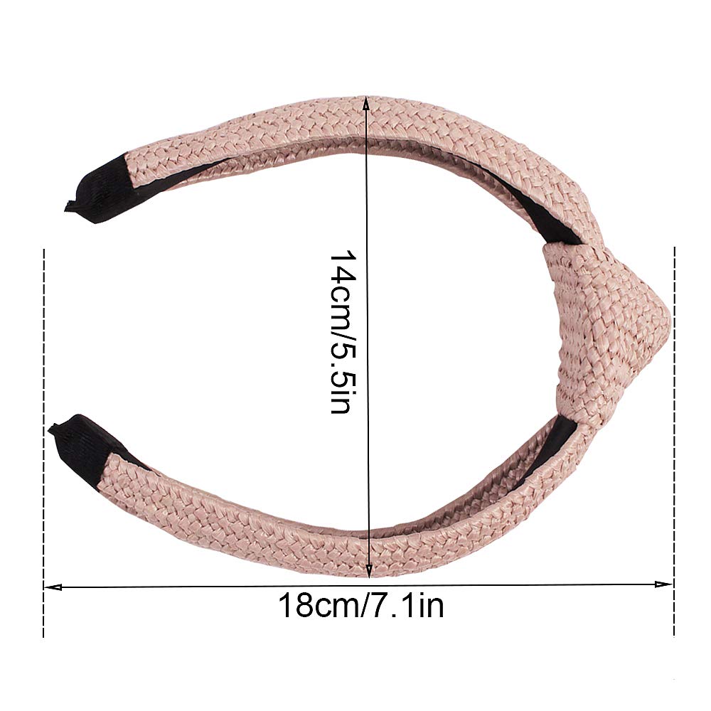 Women's Knotted Straw Headbands - Wide Thick Turban Hair Bands for Girls & Women | Perfect for Beach Holidays, Washing Face, Makeup & Summer Outfits