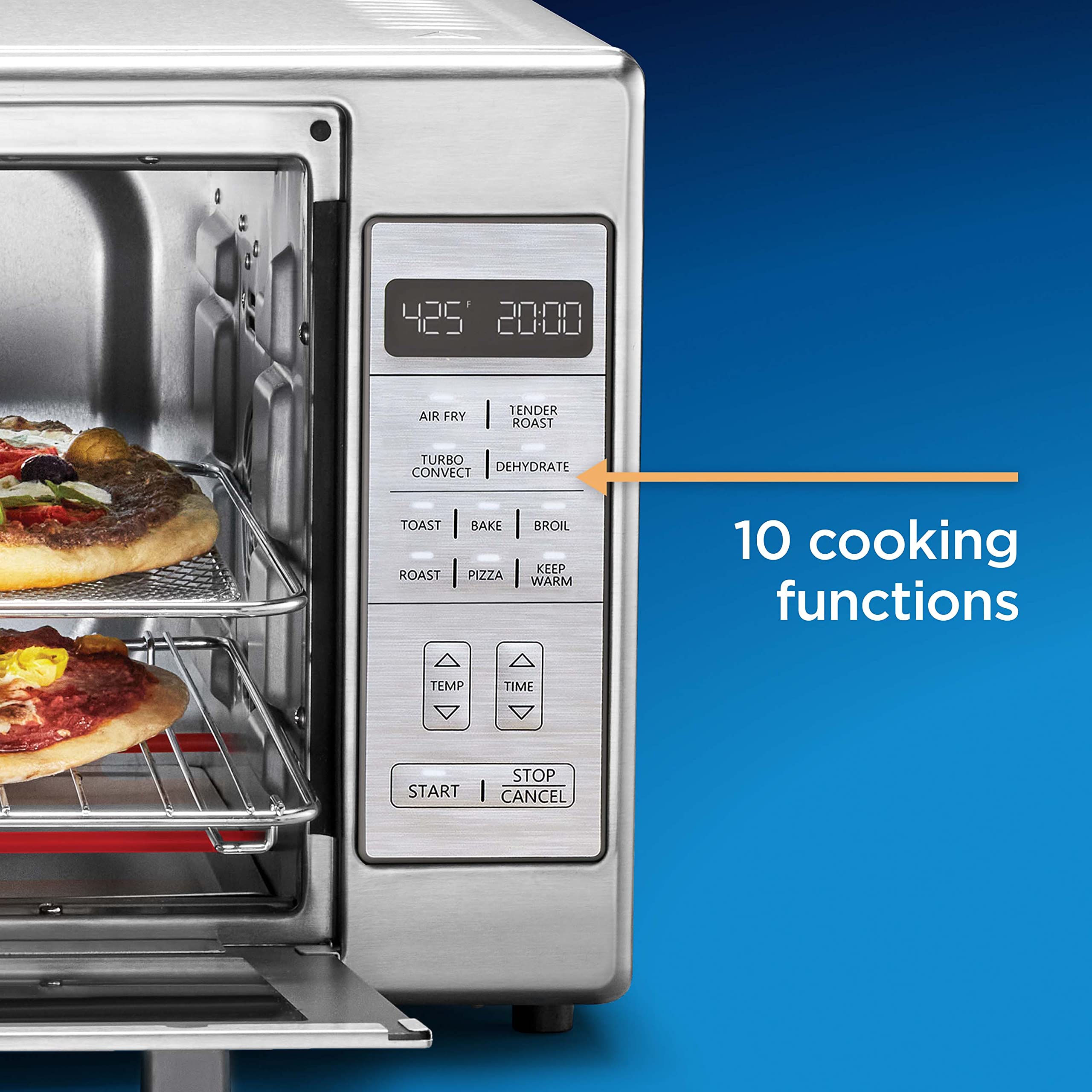 Oster Extra-Large 10-in-1 Air Fryer Oven with 12QT Capacity - Stainless Steel Countertop Convection Toaster Oven - Bake, Roast, Broil, Dehydrate - Fits 2 Large Pizzas - Perfect for Holiday Hosting, Family Dinners & Meal Prep