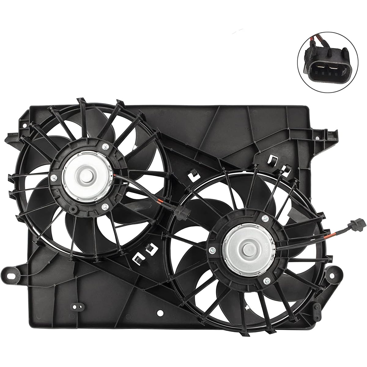Dual Engine Cooling Fan Assembly Replacement for Chrysler 300 2005-2008, Dodge Challenger 2008, Charger 2006-2008, Magnum 2005-2008 - OEM# 5174358AA CH3115132 - Perfect for Overheating Prevention & Engine Cooling System Repair