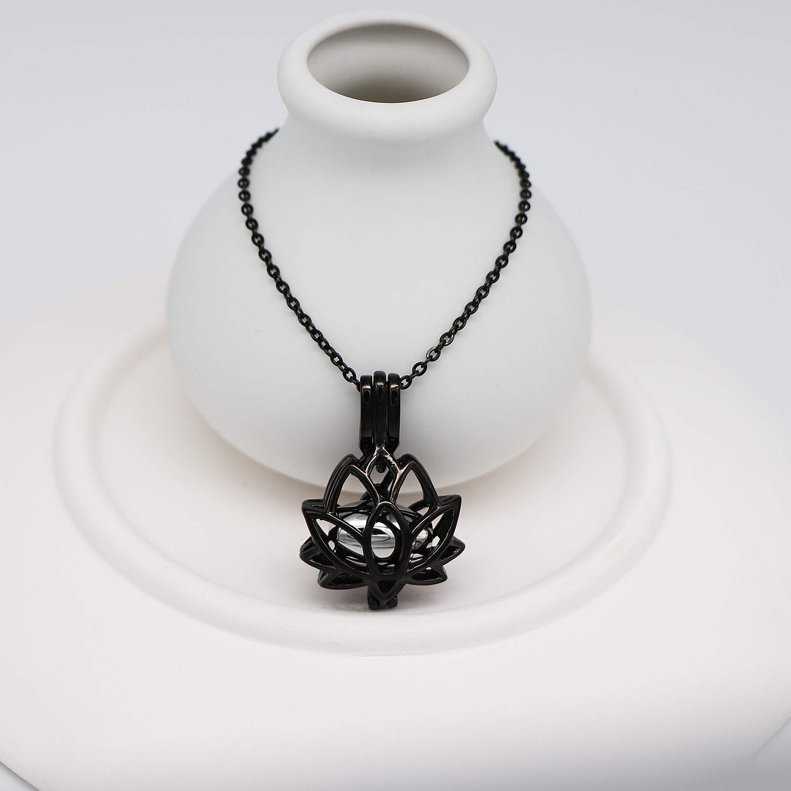 **Stainless Steel Cremation Jewelry - Lotus Flower Urn Necklace for Ashes, Memorial Keepsake Locket Pendant for Human Ashes Holder | Perfect for Remembrance, Funeral & Sympathy Gifts**