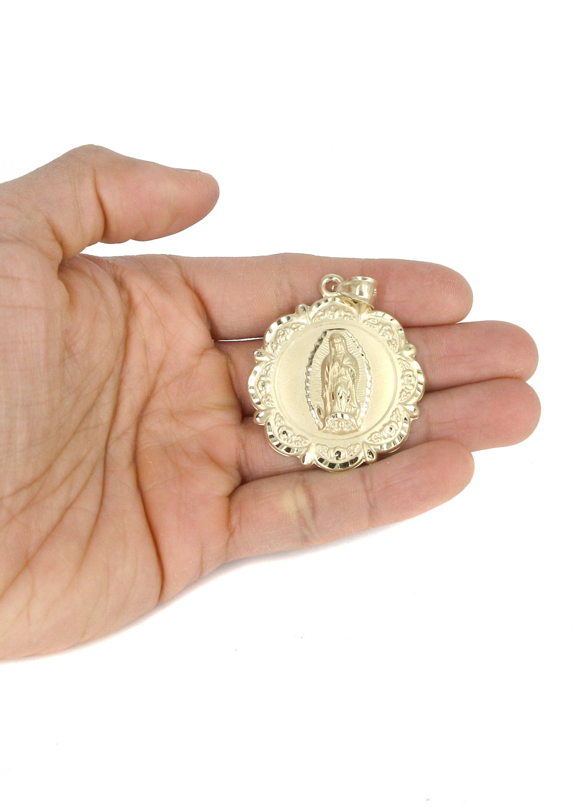 10K Yellow Gold Virgin Mary Pendant Necklace for Women - 15.2 Grams Religious Jewelry - Perfect for Baptism, First Communion & Everyday Faith Jewelry