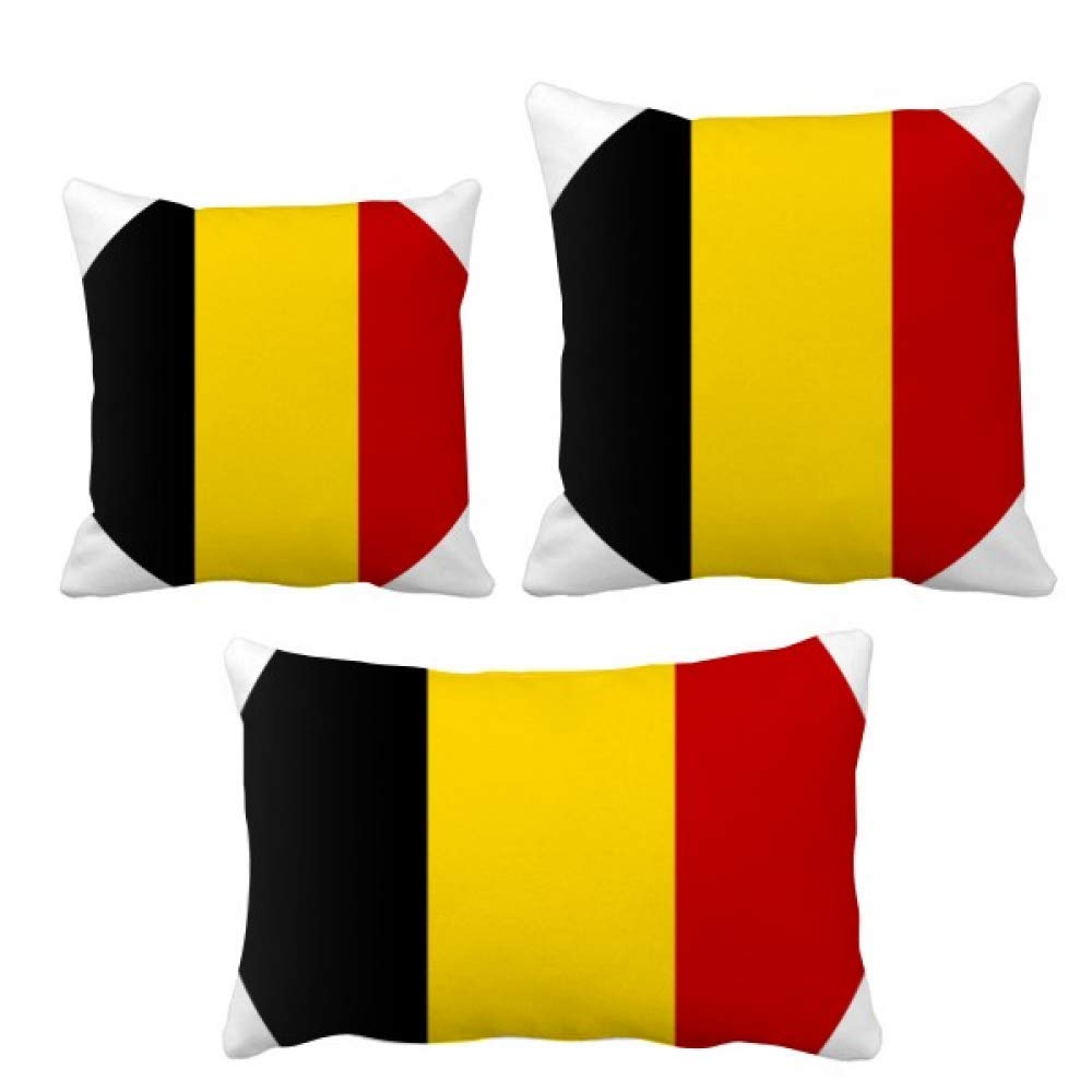 DIYthinker Belgium National Flag Throw Pillow Set - 2 Pack Country Symbol Pattern Cushion Covers for Sofa, Bed, Home Decor - Perfect Gift for Belgian Pride & Euro Football Fans