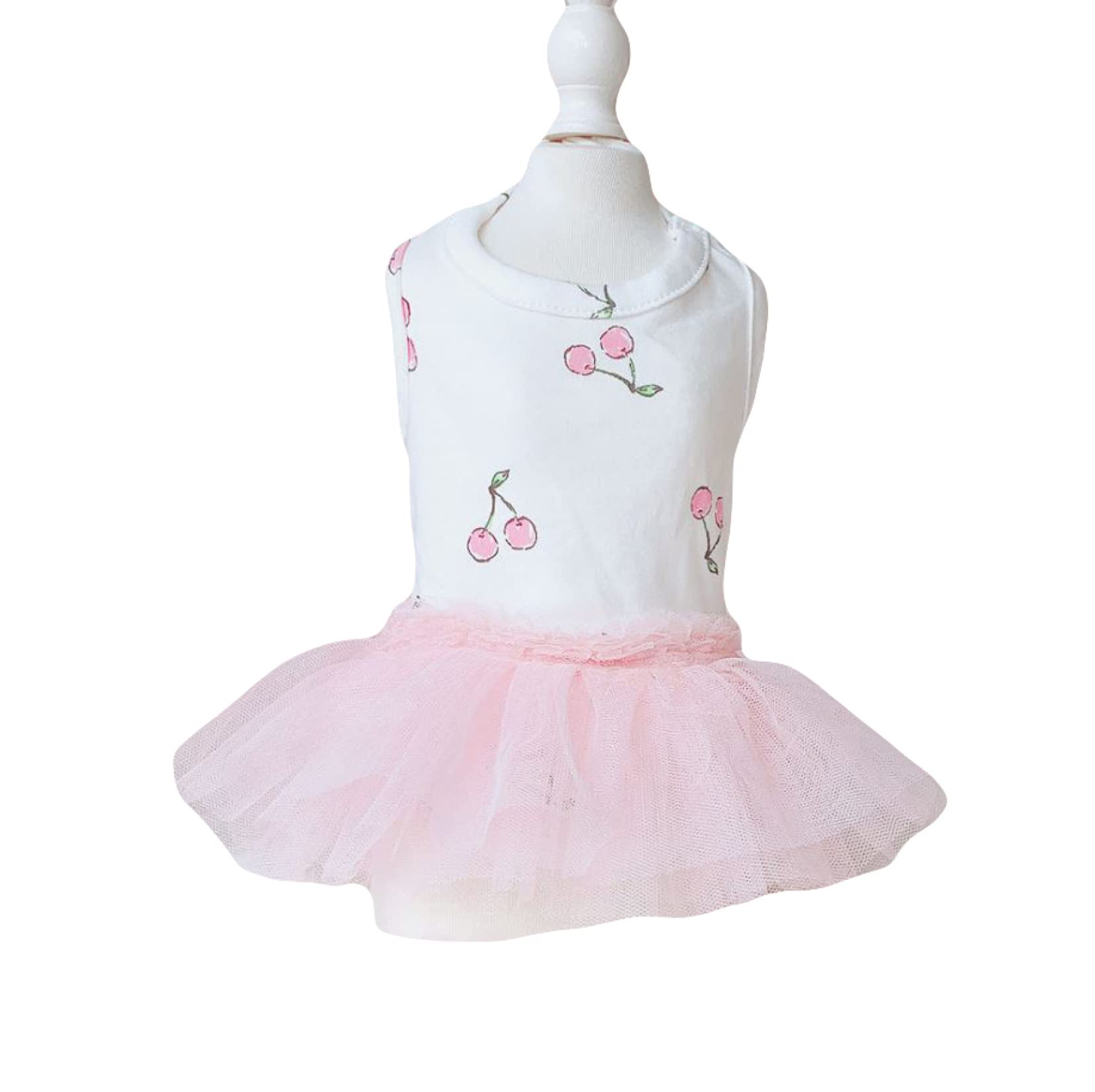 Breathable Spring Summer Pet Dog Clothes - Princess Dresses for Small Dogs & Cats with Cherry Print Tutu Skirts | Perfect for Outdoor Walks, Parties & Photo Shoots