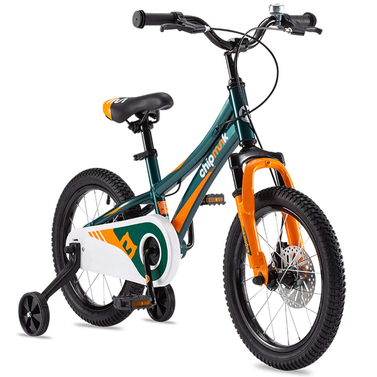 RoyalBaby Chipmunk Explorer 16 Inch Kids Bike with Dual Disc Brakes, Training Wheels, Kickstand & Bell - Complete Bike Tool Kit Included - Perfect Bicycle Gift for Boys & Girls Ages 4-8 Years Old - Ideal for Neighborhood Rides, Park Adventures & Learning to Cycle