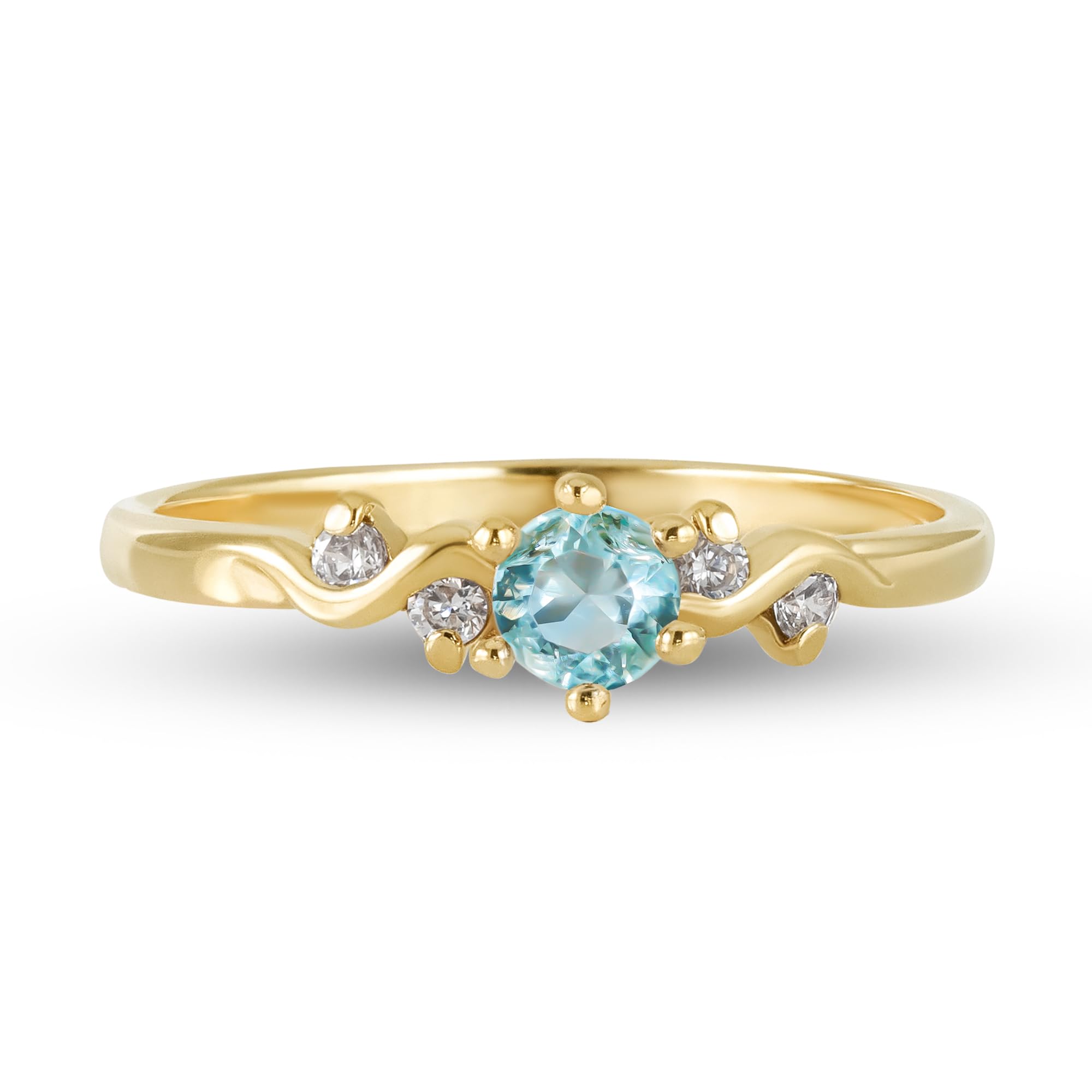 Aquamarine March Birthstone Ring - Dainty Stackable Gemstone Jewelry for Women - Perfect for Everyday Wear, Gift Giving & Special Occasions