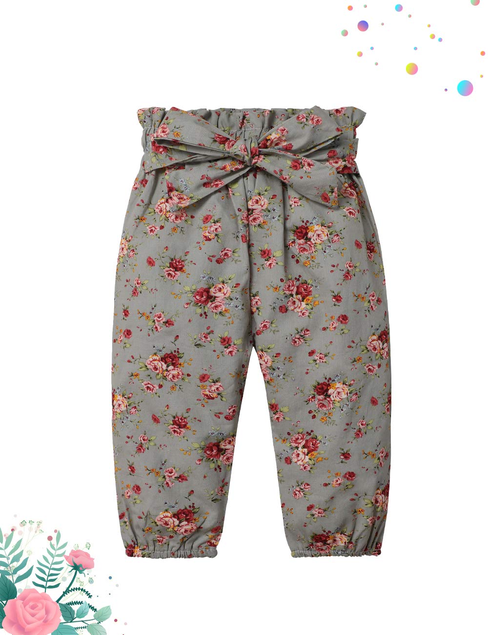 KANGKANG Newborn Baby Girl Outfit Set - Ribbed Ruffle Sleeve Romper, Floral Pants & Headband | 3-Piece Cute Infant Clothes for Photoshoot, Birthday Party & Daily Wear