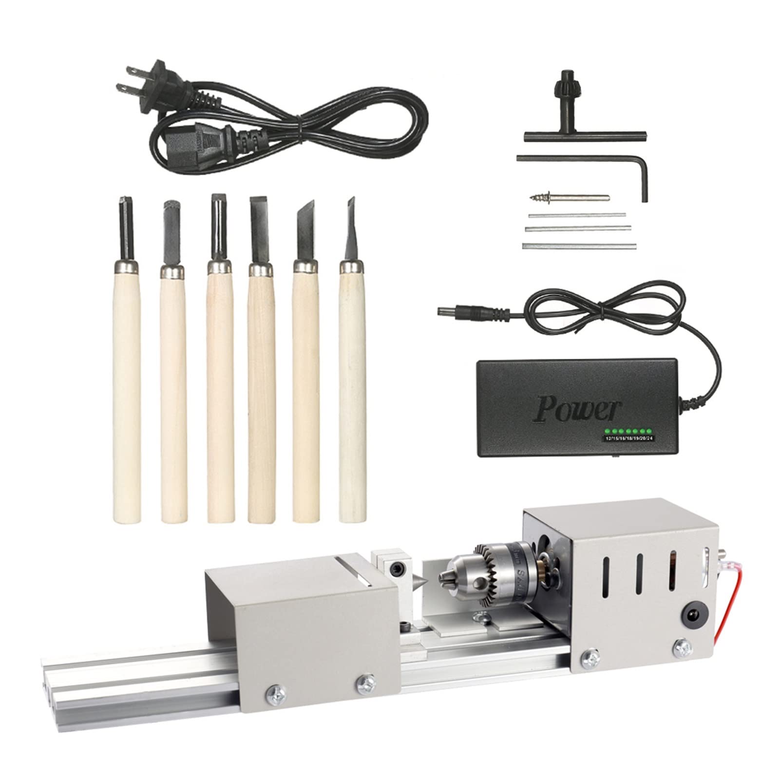100W DONCK Wood Lathe Machine for DIY Woodworking, Beads Grinding & Polishing | Mini Rotary Craft Tool for Home Projects (U-S Plug) | Perfect for Woodturning, Jewelry Making & Small Craft Projects