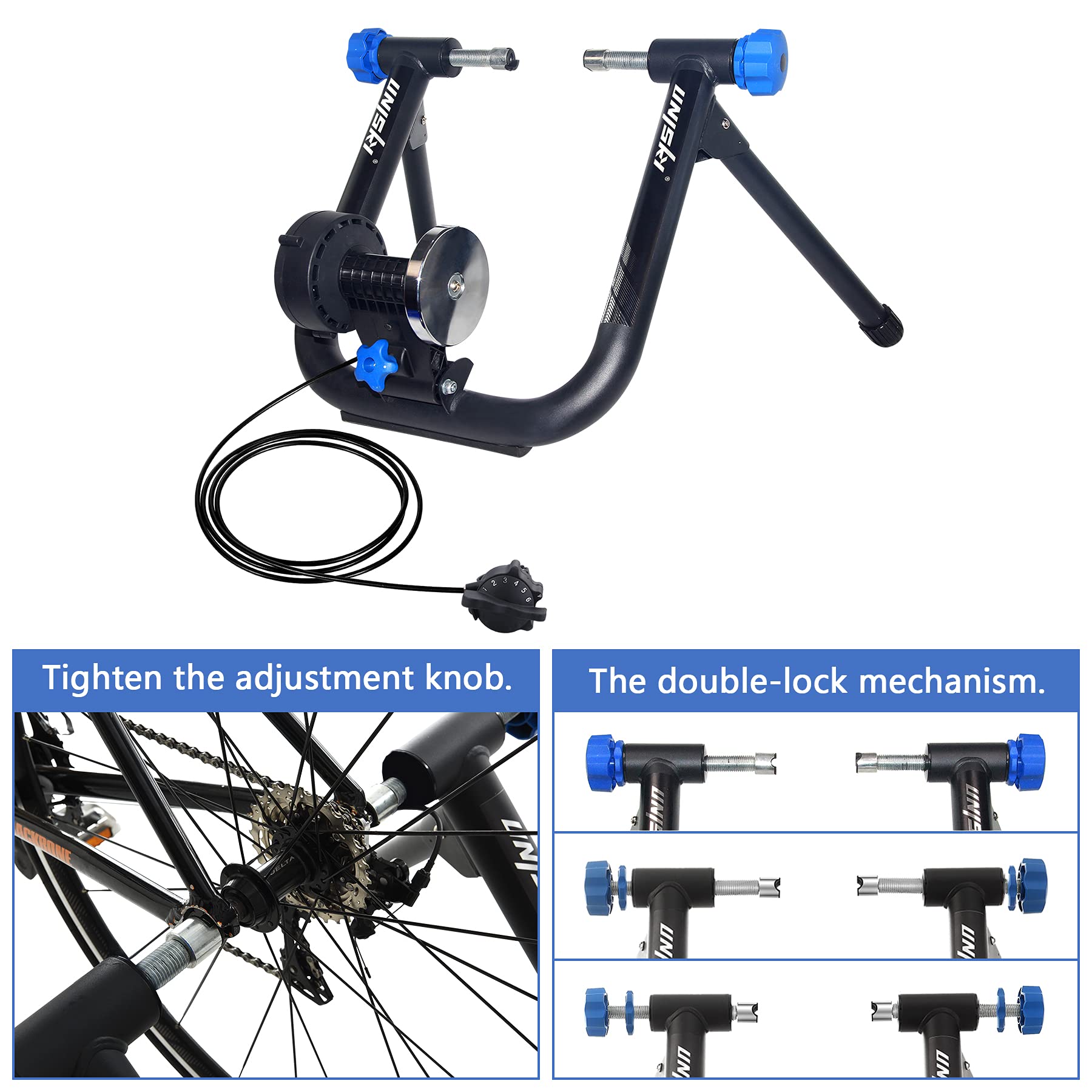 Unisky Indoor Bike Trainer Stand - Magnetic Resistance Exercise Bicycle Stand with Noise Reduction for 26-28 Inch & 700C Wheels - Perfect for Home Workouts, Cycling Training, and All-Weather Fitness