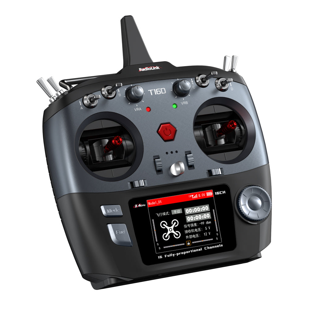 RadioLink T16D 16 Channel 2.4GHz RC Transmitter - High Precision Remote Controller for Drones, Cars & Boats | Perfect for Hobbyists, Racing & FPV Flying