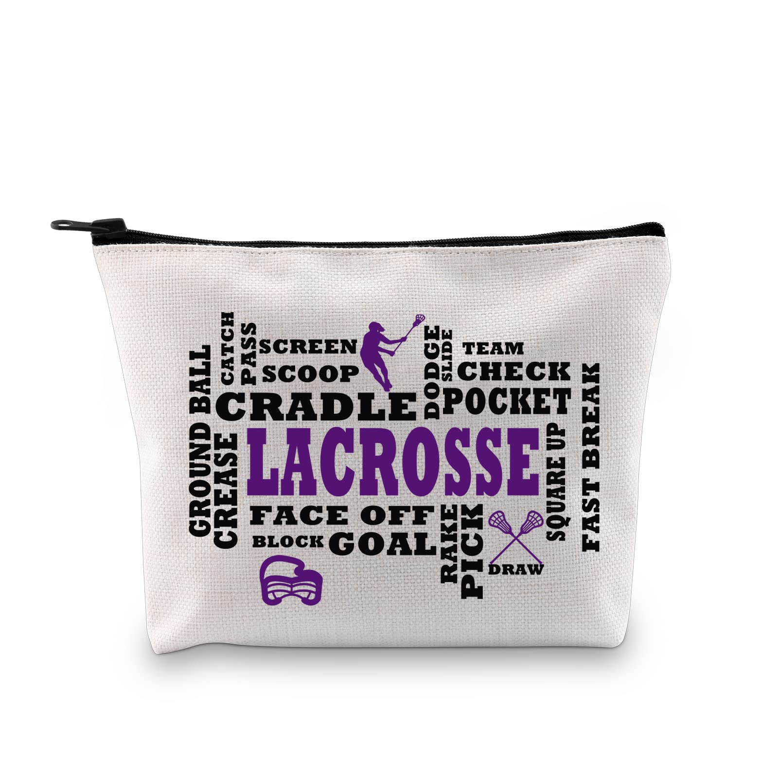 XYANFA Lacrosse Makeup Bag - Waterproof Cosmetic Pouch for Lacrosse Players & Coaches - Perfect Gift for Women & Girls - Great for Travel, Gym & Sports Gear Storage