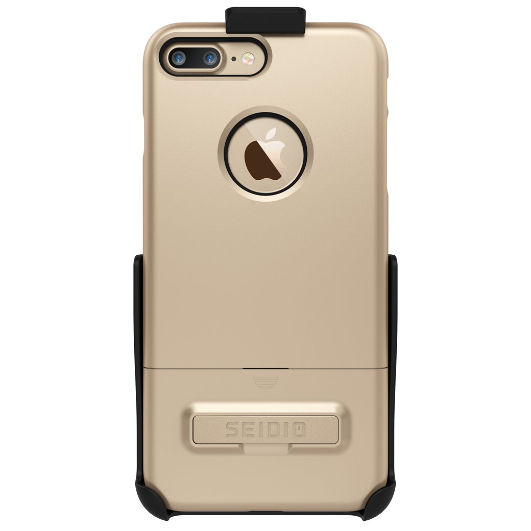 Premium Shockproof Surface Case & Holster Combo with Kickstand for Apple iPhone 7 Plus/8 Plus - Gold & Black | Perfect for Outdoor Activities, Work & Travel Protection