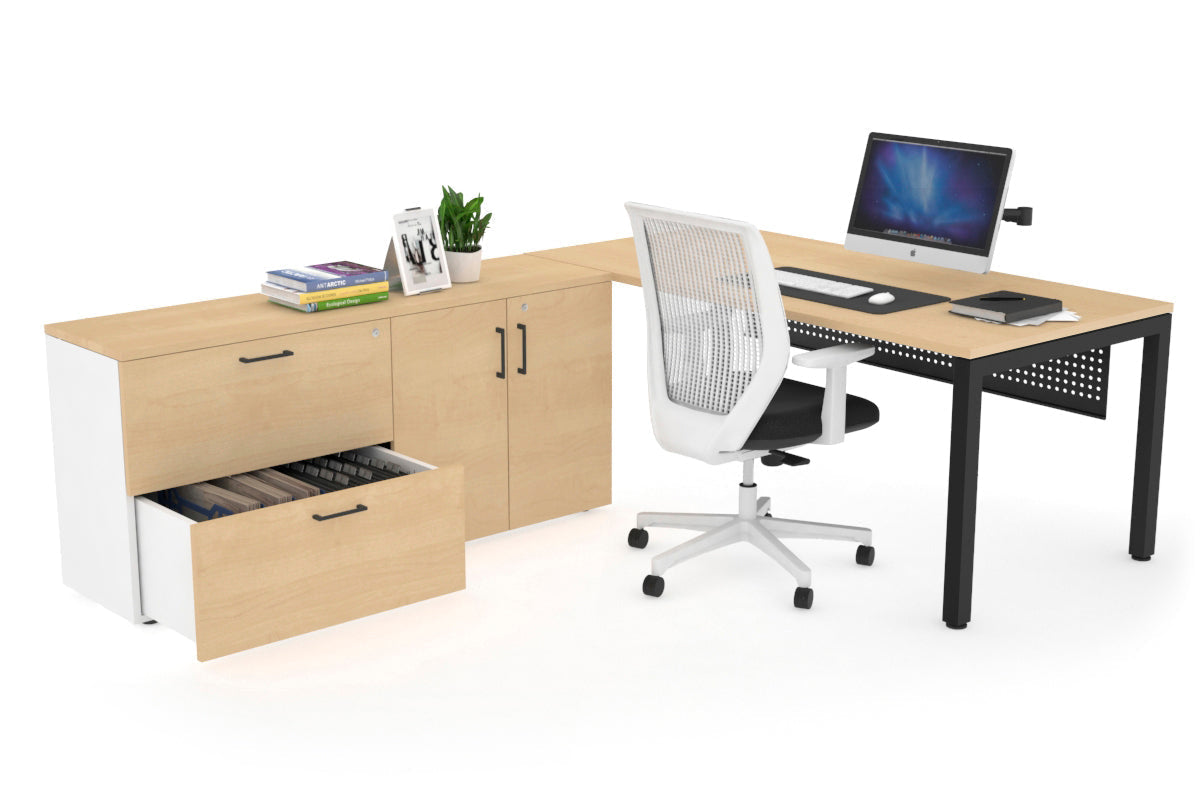 Quadro Square Executive Black Frame Office Desk [1800L x 700W] - Modern Workspace Solution for Home & Business Offices