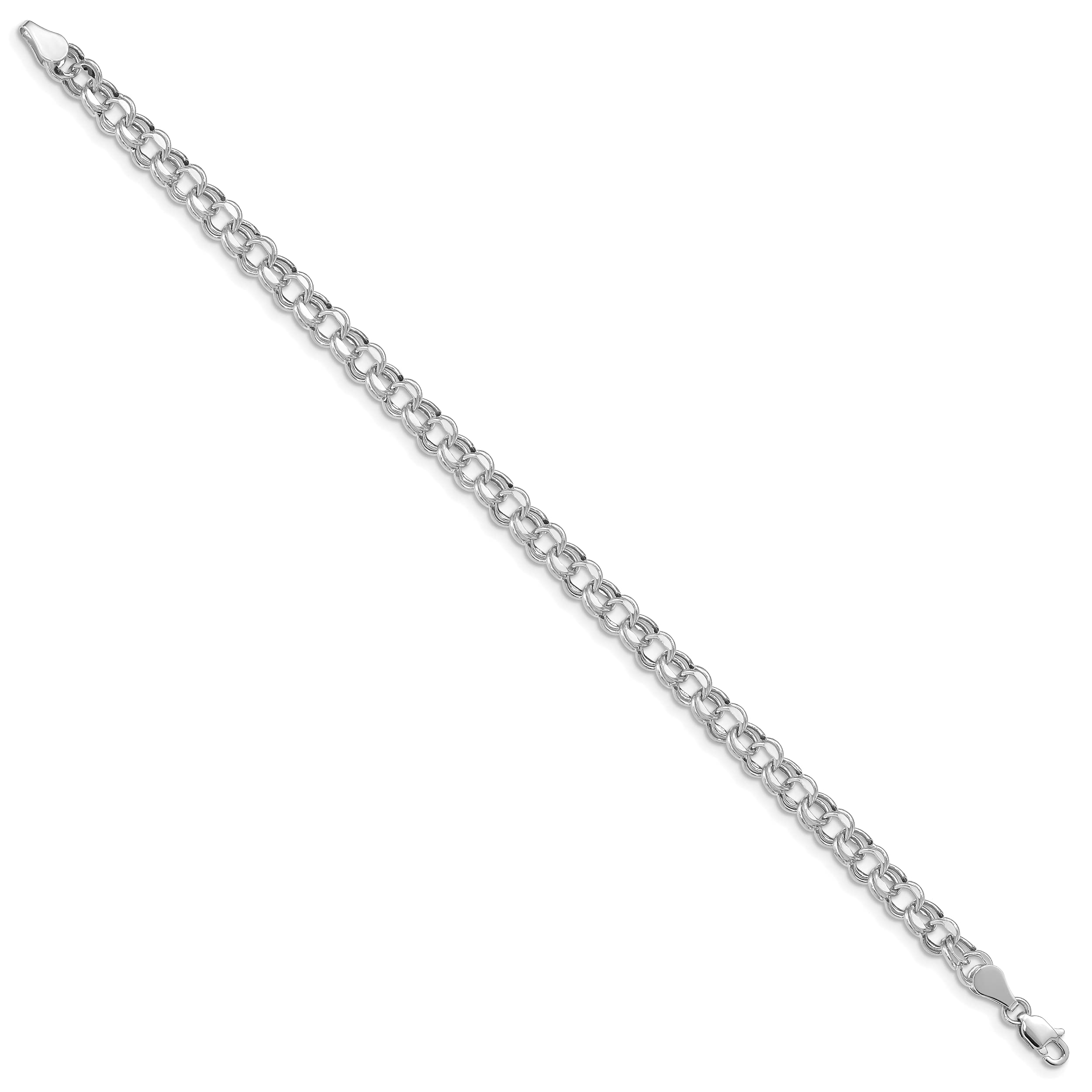 14K Solid White Gold 5mm Double Link Chain Charm Bracelet for Women - Elegant & Dainty Jewelry for Everyday Wear, Gifts, and Special Occasions