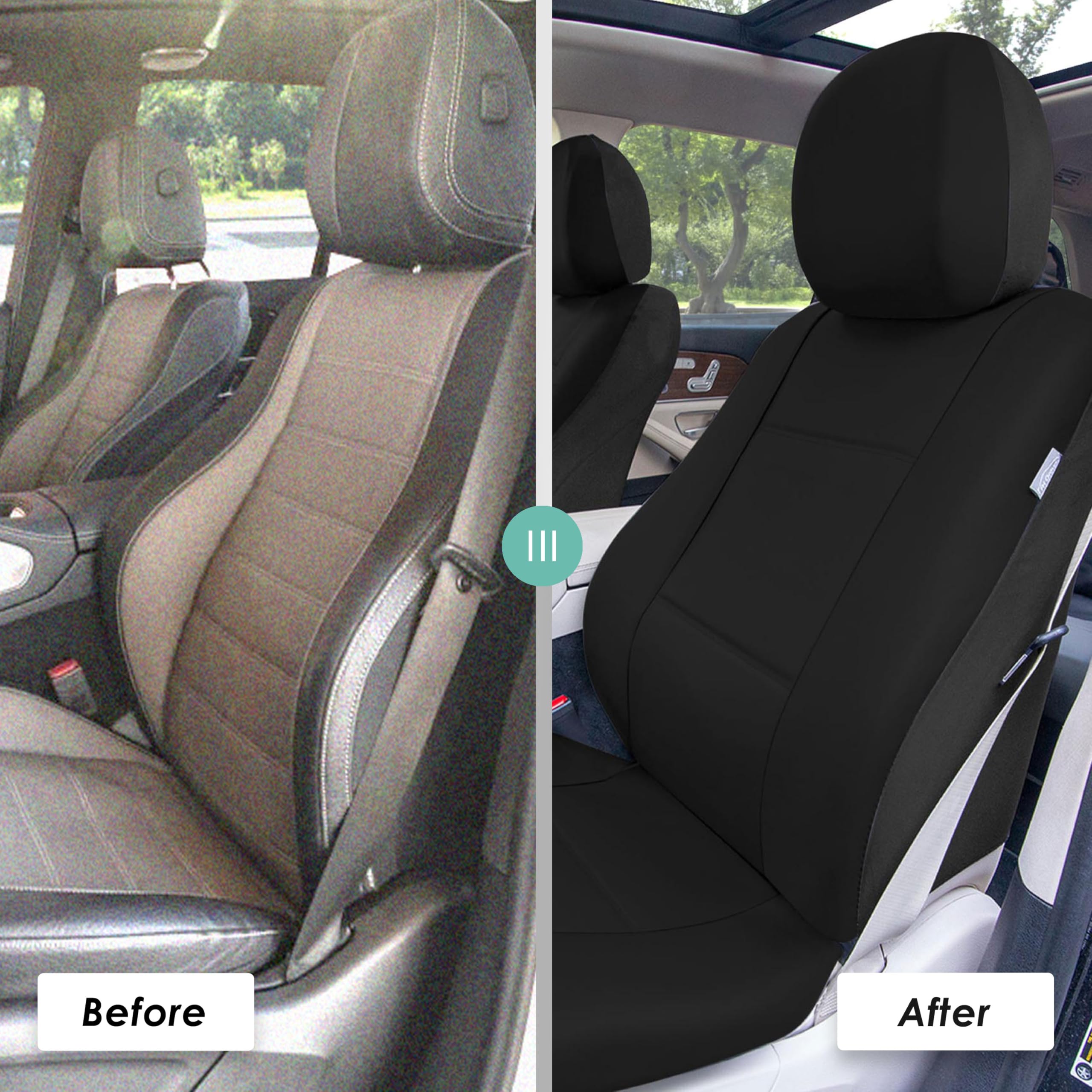 TLH Automotive Seat Covers - Universal Fit Full Set Black Car Seat Protectors | Airbag Compatible & Split Rear Design | Interior Accessories for Cars, Trucks, Vans & SUVs | Perfect for Daily Commute, Road Trips & Family Travel