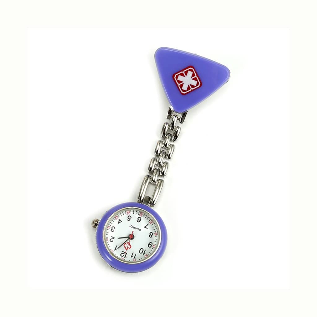 GANFANREN Nurse Pocket Watch - Round Dial Quartz Angel Band Brooch Doctor Hanging Watch for Medical Professionals (Purple) | Perfect for Nurses, Doctors & Healthcare Workers to Track Time During Shifts