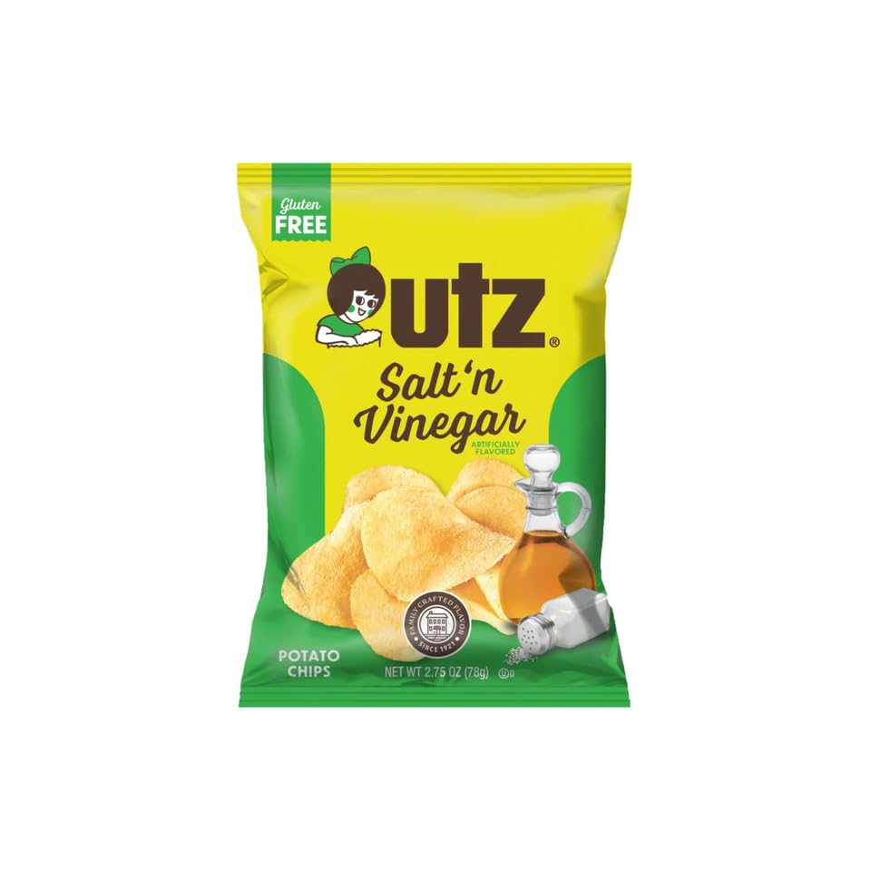 UTZ Salt & Vinegar Potato Chips - Gluten Free Snacks, 2.75oz Bags (Pack of 4) | Perfect for Parties, Picnics & On-the-Go Snacking