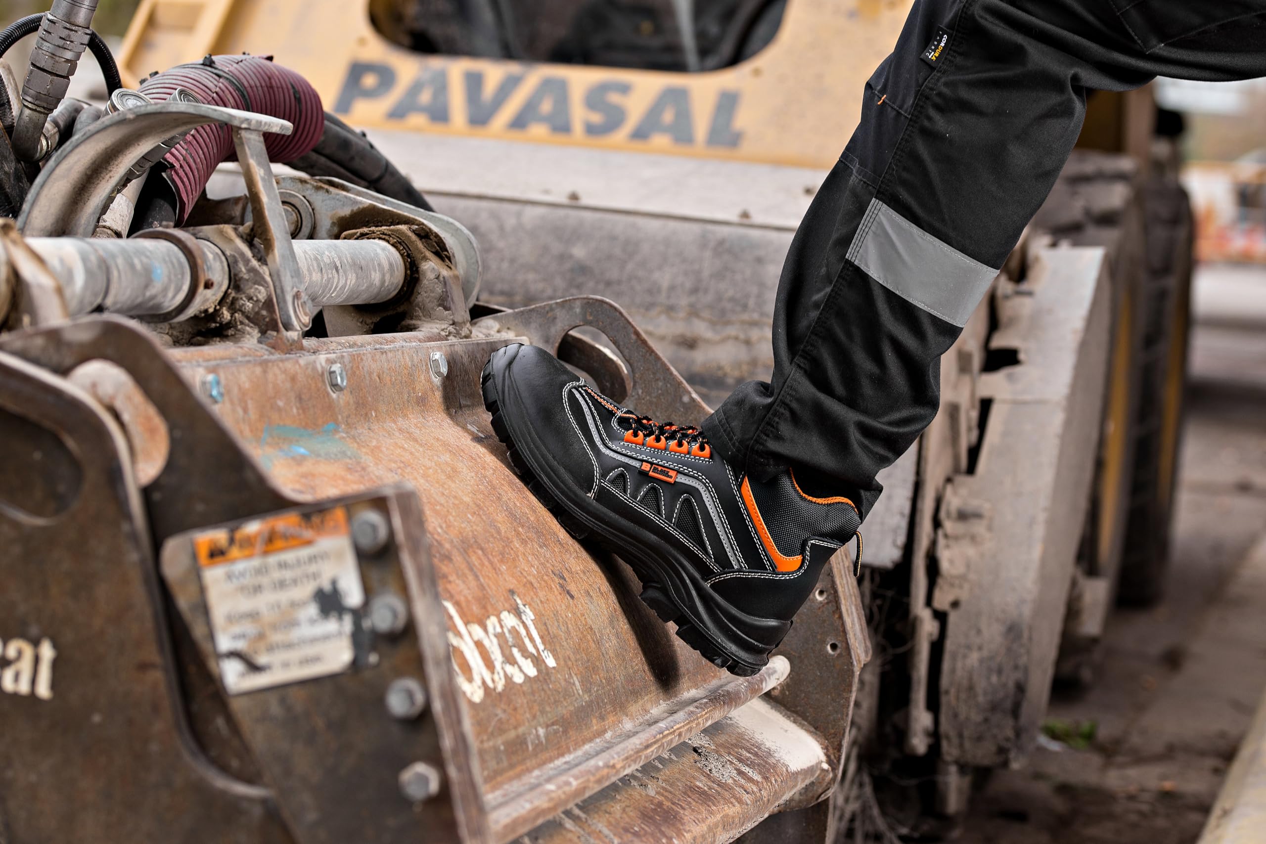 Black Hammer Men's Safety Boots - Leather Work Shoes with Metal-Free Composite Toe & Kevlar Protection (Model 8852) - Ideal for Construction, Warehouse & Industrial Work Safety