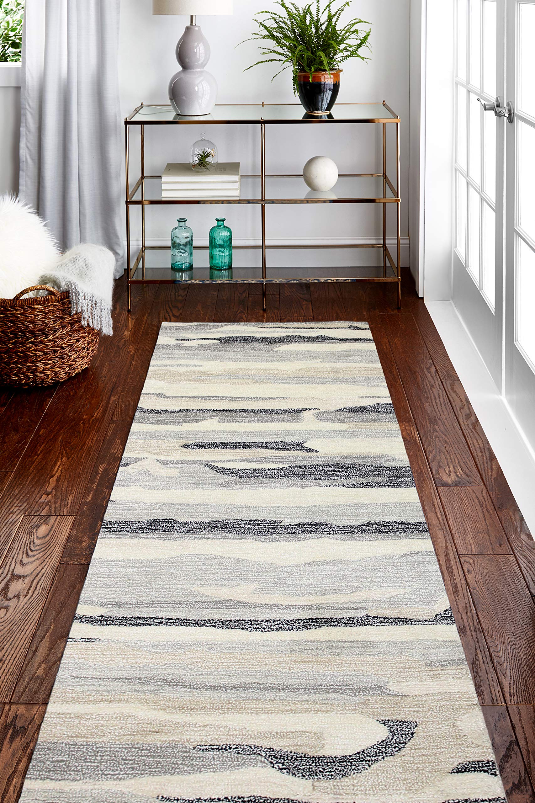 Bashian Collection 5' x 7.6' Ivory/Black Luxury Hand Tufted Wool & Viscose Area Rug - Soft Living Room Rug, Durable Entryway Runner, Elegant Home Decor for Bedroom, Dining Room & Office Spaces