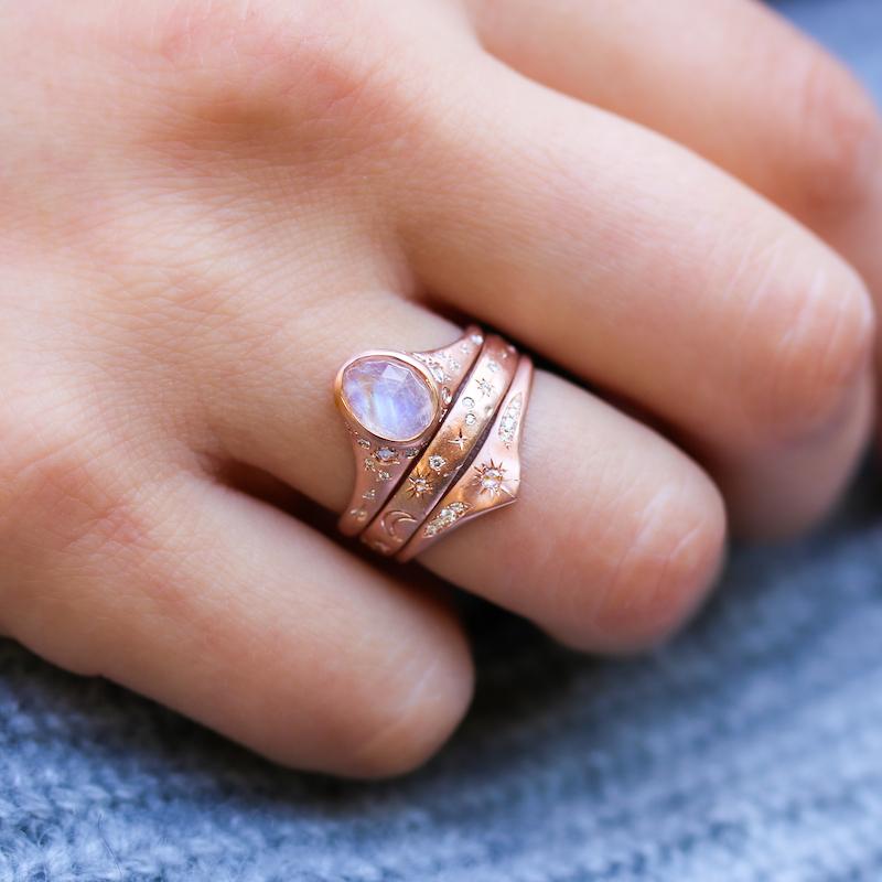 Moonstone Ring for Women - Genuine Moonstone Jewelry with Sterling Silver Band - Perfect for Everyday Wear, Gift Giving & Spiritual Healing