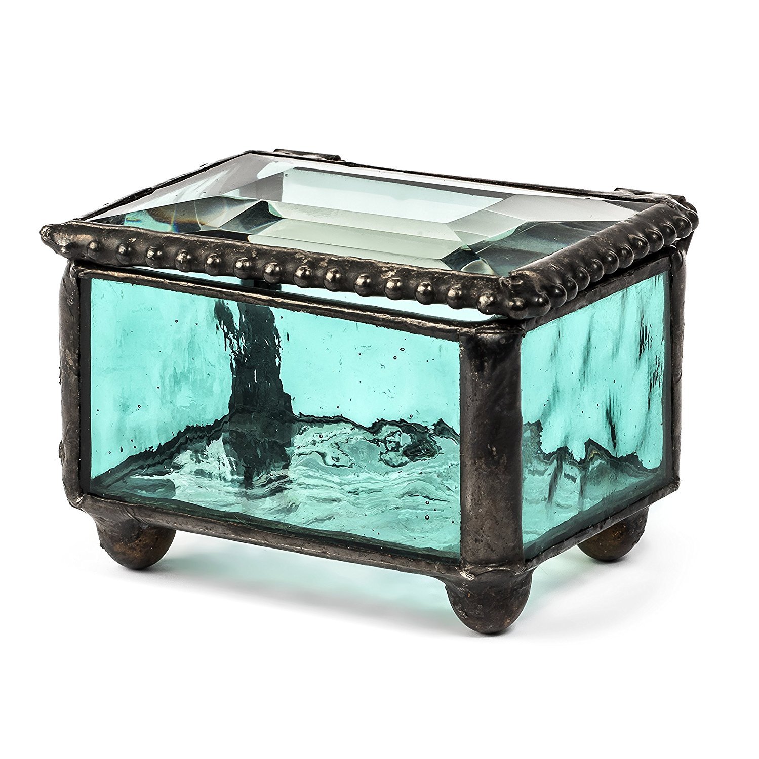 Turquoise Blue Stained Glass Ring Box - Small Jewelry Gift Box for Engagement Rings, Wedding Bands & Keepsakes - Handcrafted Glass Jewelry Trinket Case - Perfect for Proposals, Anniversaries & Special Occasions