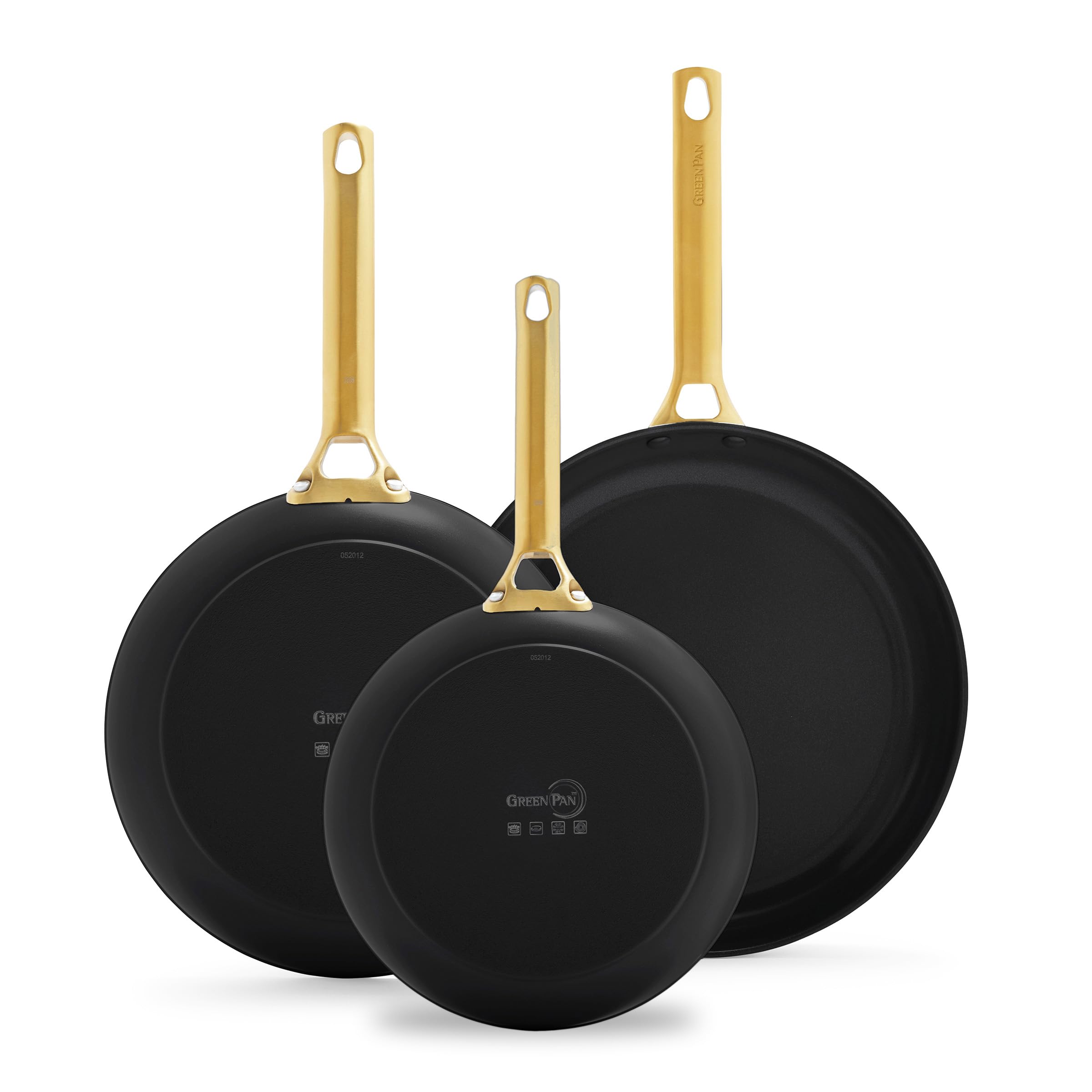 GreenPan Reserve Hard Anodized Healthy Ceramic Nonstick 3-Piece Frying Pan Set (8
