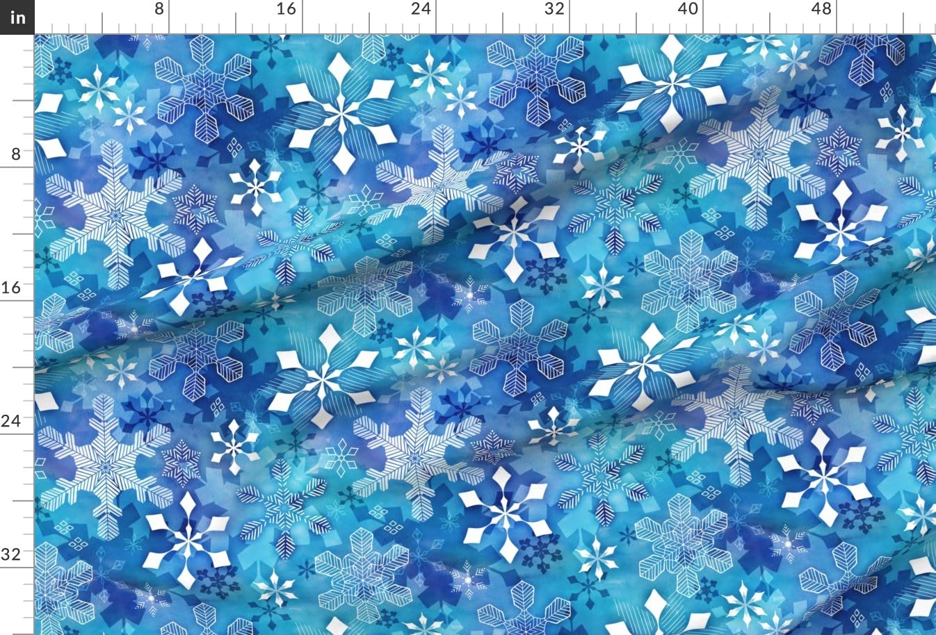 Aurora Snowflakes Blue Satin Fabric by The Yard - Premium Sewing Material for Lining, Apparel, Fashion, Blankets & Home Decor - Perfect for DIY Dresses, Curtains & Quilting Projects