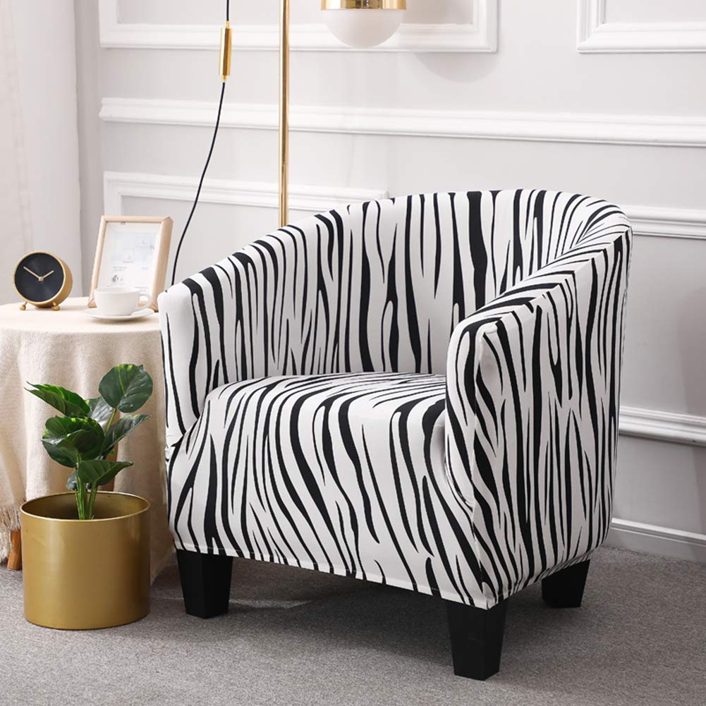 GULI Velvet Stretch Armchair Slipcover - Soft Plush Spandex Wingback Club Chair Cover, Washable Furniture Protector for Living Room, Bedroom, Office (Zebra Print) | Perfect for Home Decor & Furniture Protection