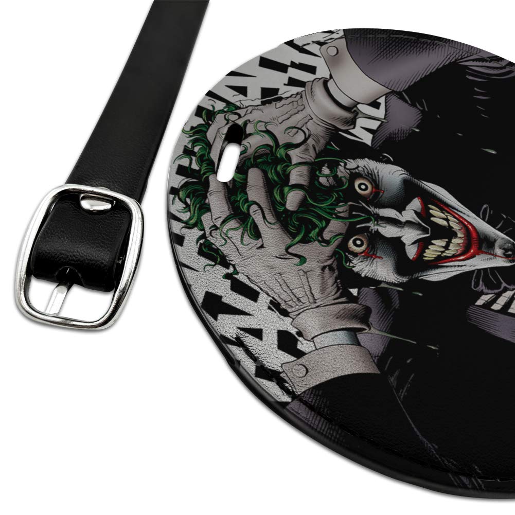 Batman Disturbed Joker Round Leather Luggage Tag - Personalized Suitcase ID Tag for Carry-On Bags - Perfect for Travel, Business Trips & Cosplay Events