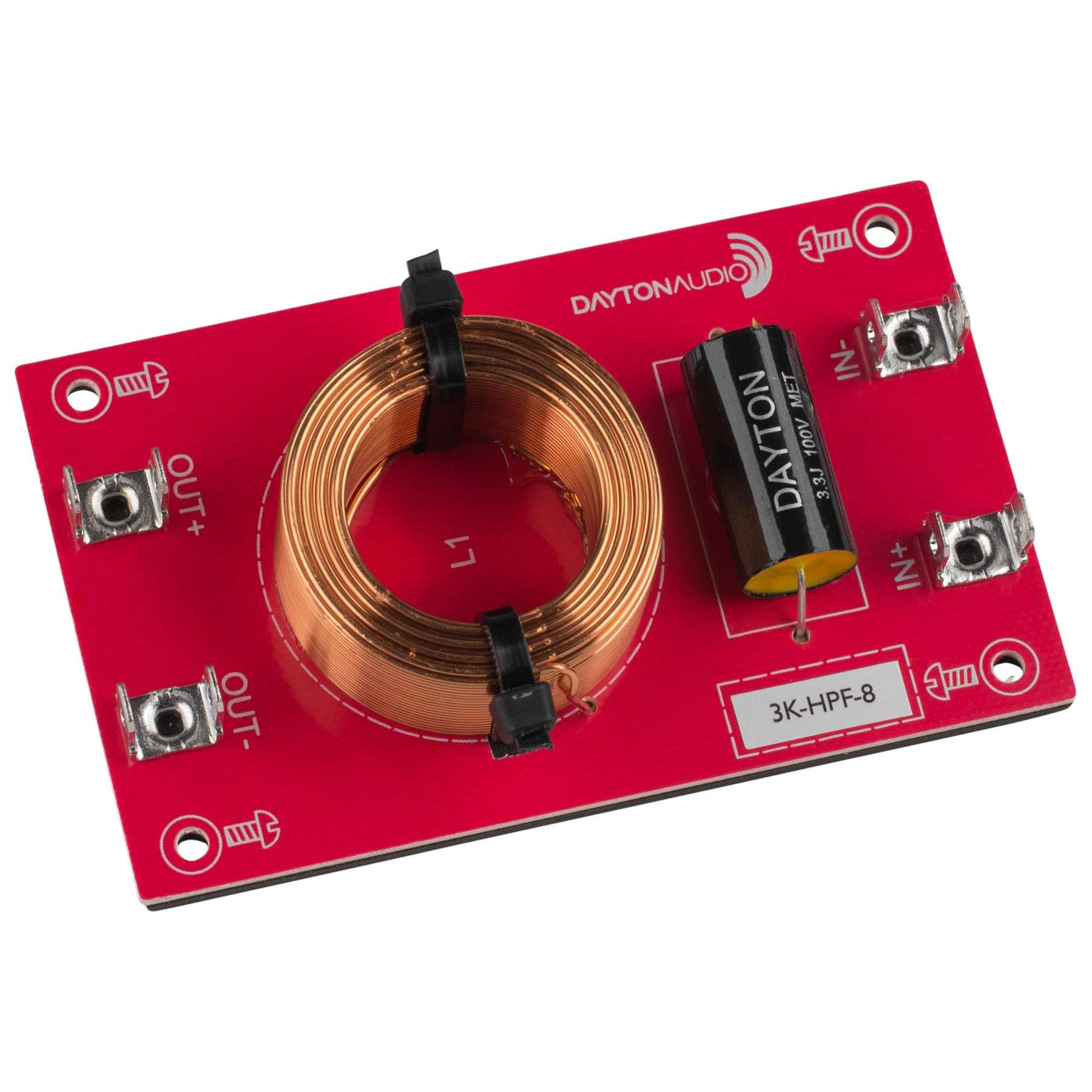 Dayton Audio 3k-HPF-8 High Pass Speaker Crossover 3000Hz 12dB/Octave - Perfect for Car Audio Systems and Home Theater Speaker Upgrades