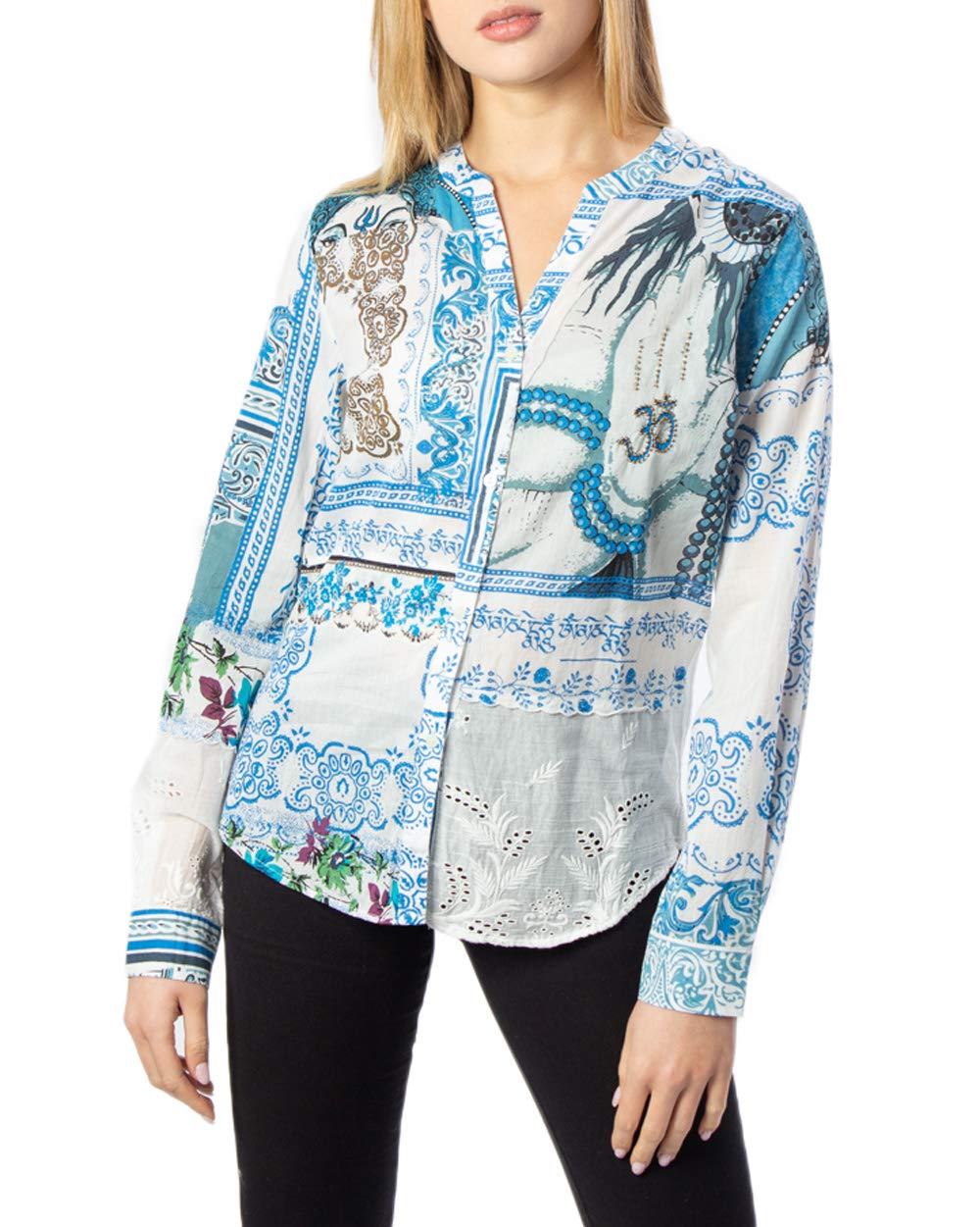 Desigual Women's Long Sleeve Shirt - Stylish Casual Blouse for Work & Everyday Wear | Floral Print Fashion Top for Office, Date Night & Spring Outfits