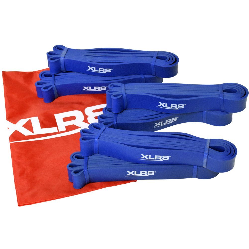 XLR8 Blue Resistance Bands 6 Pack - Heavy Duty Exercise Bands for Strength Training, Physical Therapy, Home & Gym Workouts