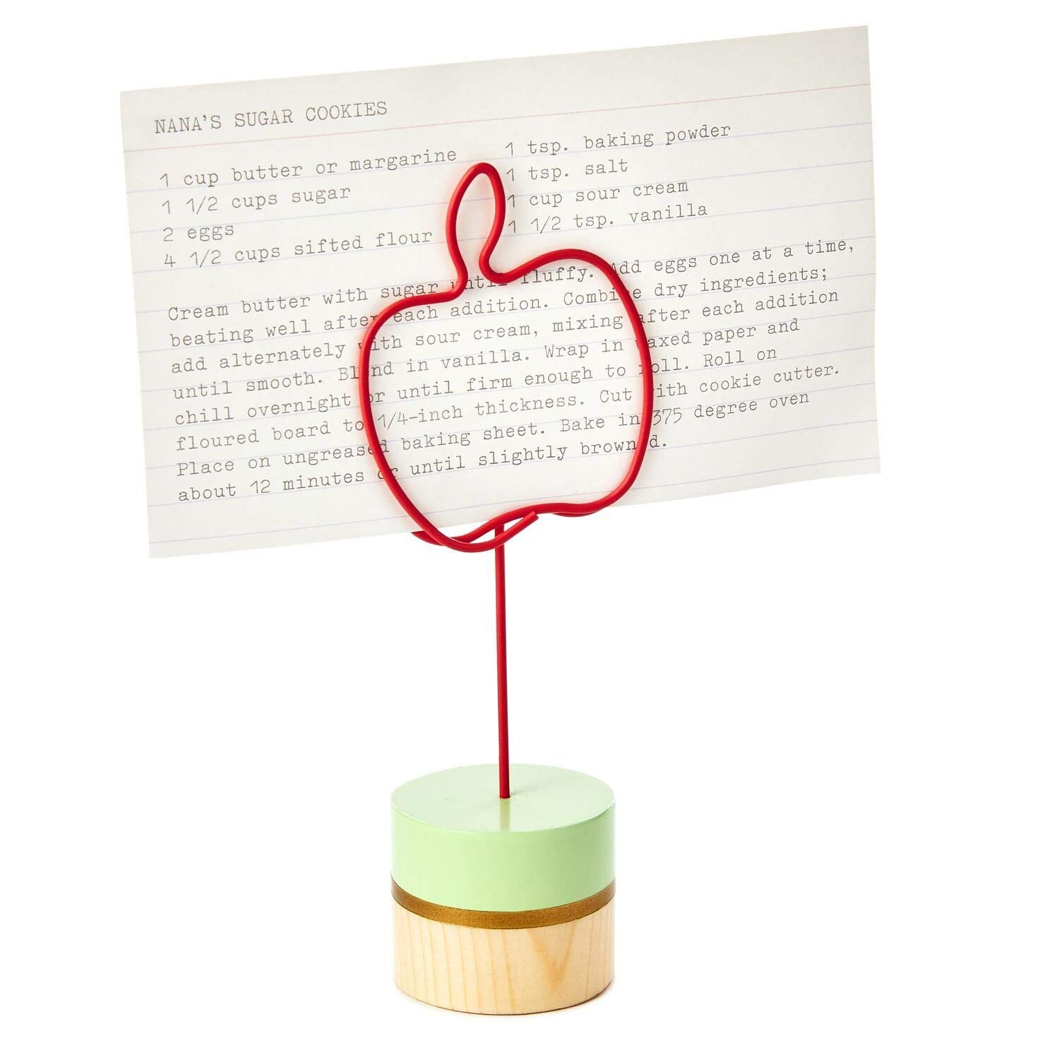 Apple-Shaped Wire Clip Recipe Card Holder - Kitchen Organizer for Cooking, Baking & Meal Planning - Perfect for Recipe Books, Grocery Lists & DIY Crafts