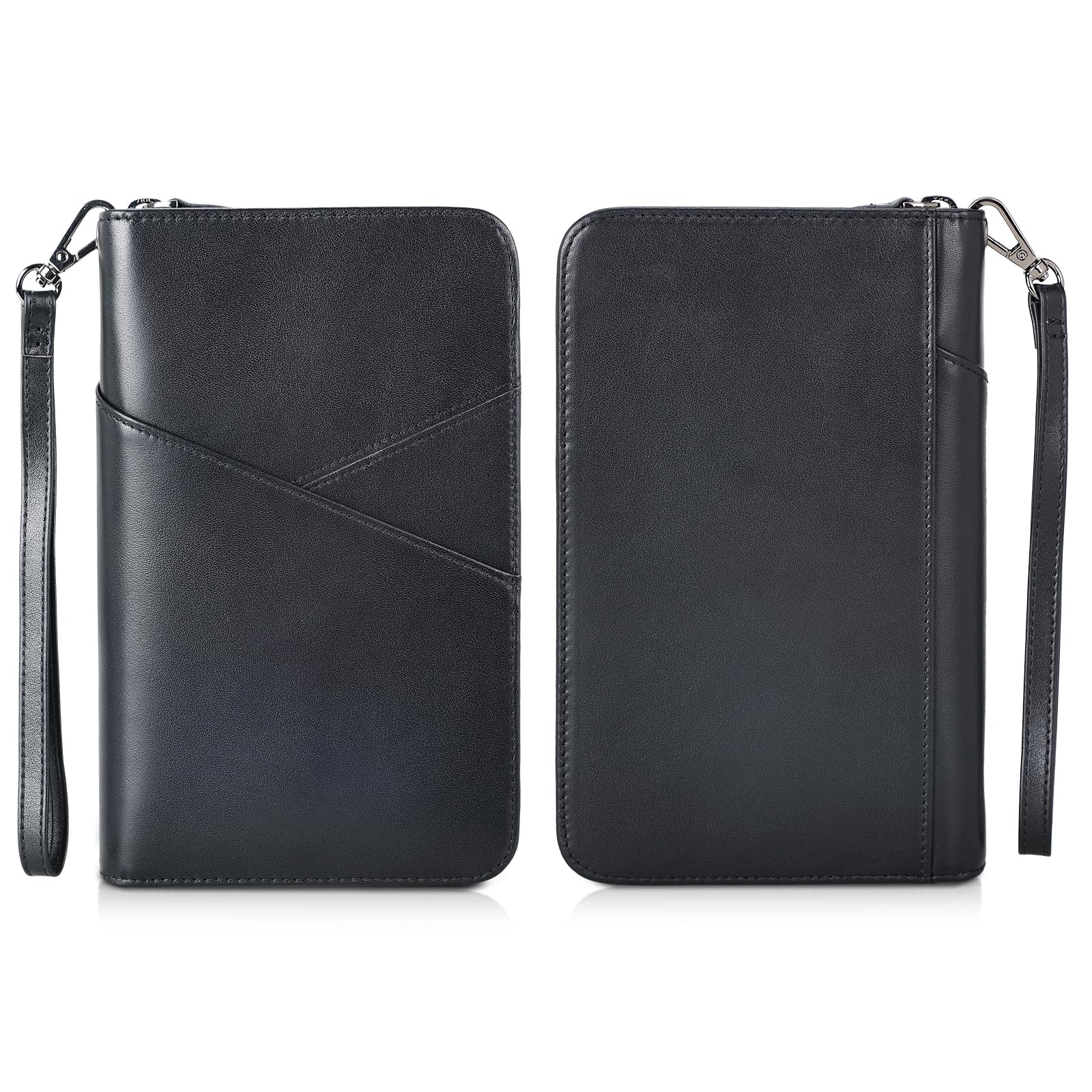 Premium Polare Napa Leather Passport Holder with YKK Zipper - RFID Blocking Travel Document Organizer for 2 Passports - Secure Ticket & ID Case (Black) | Perfect for International Travel, Business Trips & Vacation Security