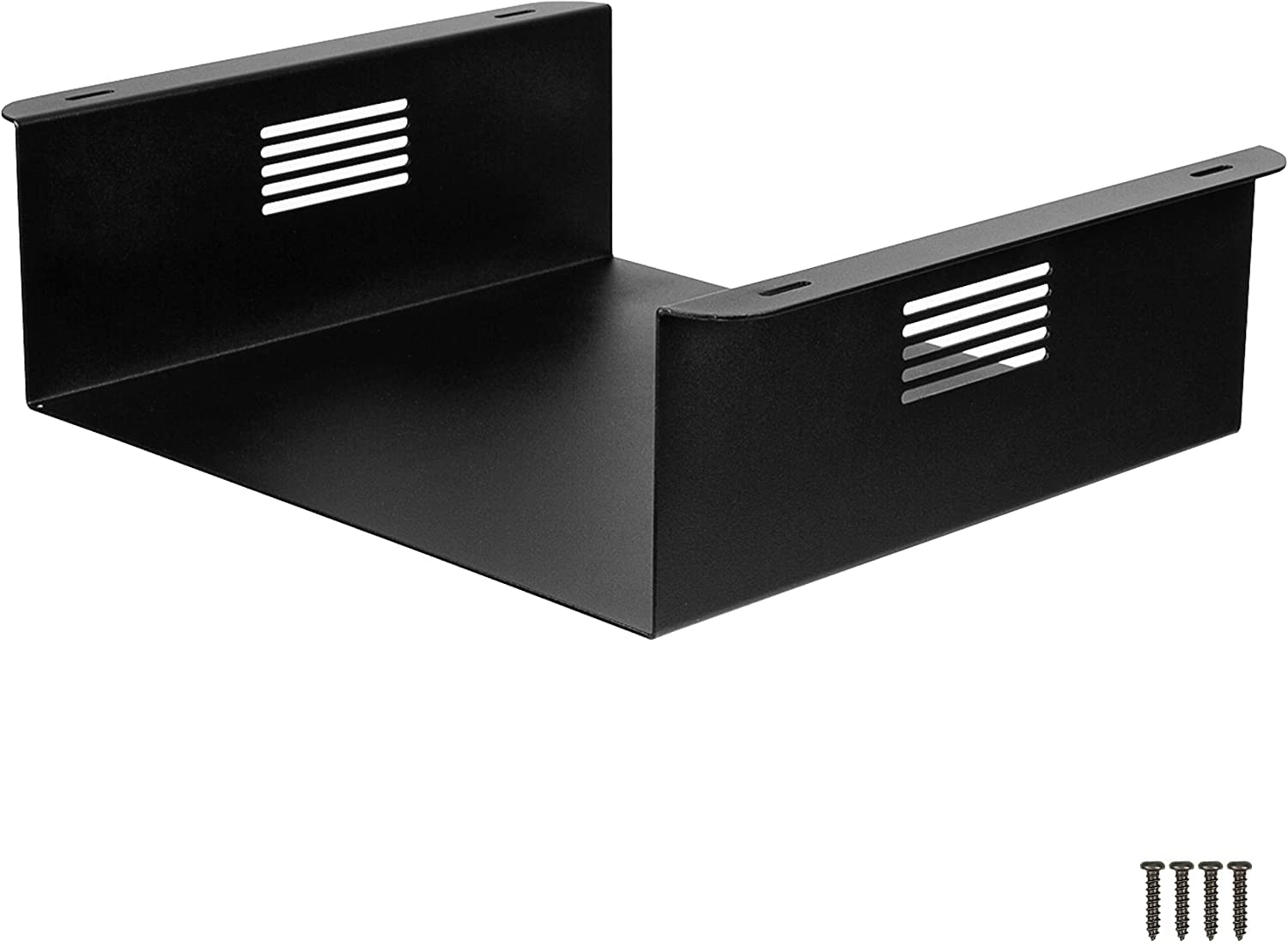 Ilyapa Under Desk CPU Mount - Heavy Duty Steel PC Holder with Vented Sides for Optimal Airflow, Space-Saving Computer Wall Storage & Laptop Stand - Perfect for Home Office, Gaming Setup & Workspace Organization (12x11x4 Inches)