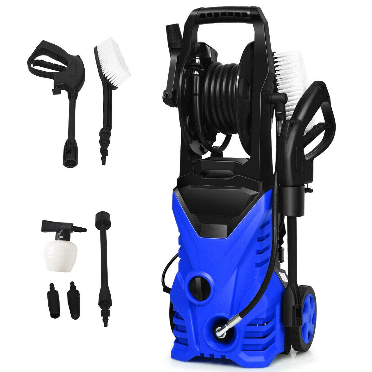 Happygrill 2030PSI Electric Pressure Washer - 1.6GPM High Power Pressure Sprayer with 16.5ft Hose, Wash Brush & Soap Bottle - 1800W Heavy Duty Cleaner for Driveway, Deck, Patio, Car Washing & Outdoor Cleaning