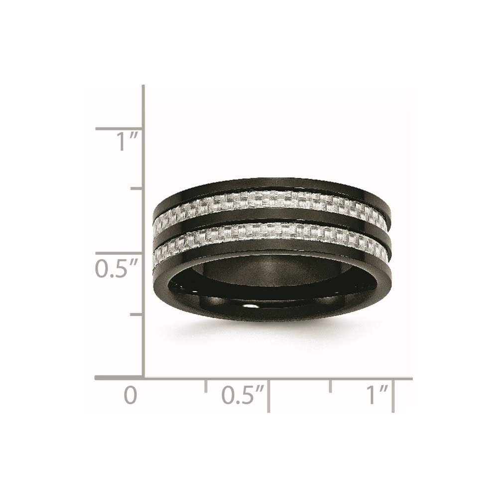 8mm Titanium Black Ion Plated Carbon Fiber Inlay Wedding Band Ring for Women - Elegant Bridal Engagement Jewelry Gift for Her - Perfect for Anniversaries, Proposals & Special Occasions