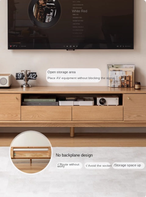 Solid Oak Wood Scandinavian TV Stand with Storage - Modern Living Room Entertainment Center for TV, Gaming & Media Storage