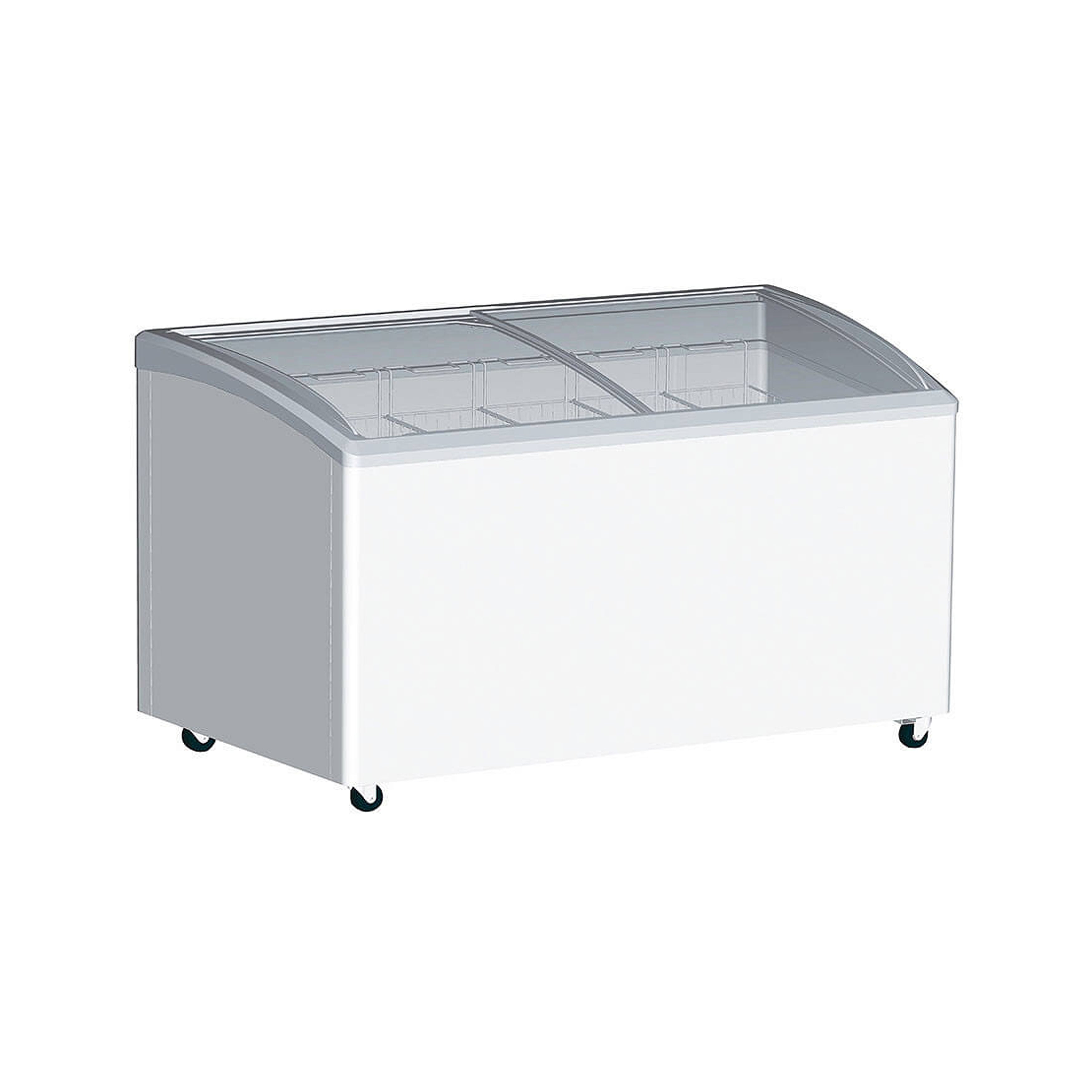 Excellence Industries VB 6HC 59-Inch Commercial Chest Freezer - 16.3 Cubic Feet Capacity, Dual Curved Glass Doors - Perfect for Restaurants, Grocery Stores & Commercial Kitchens