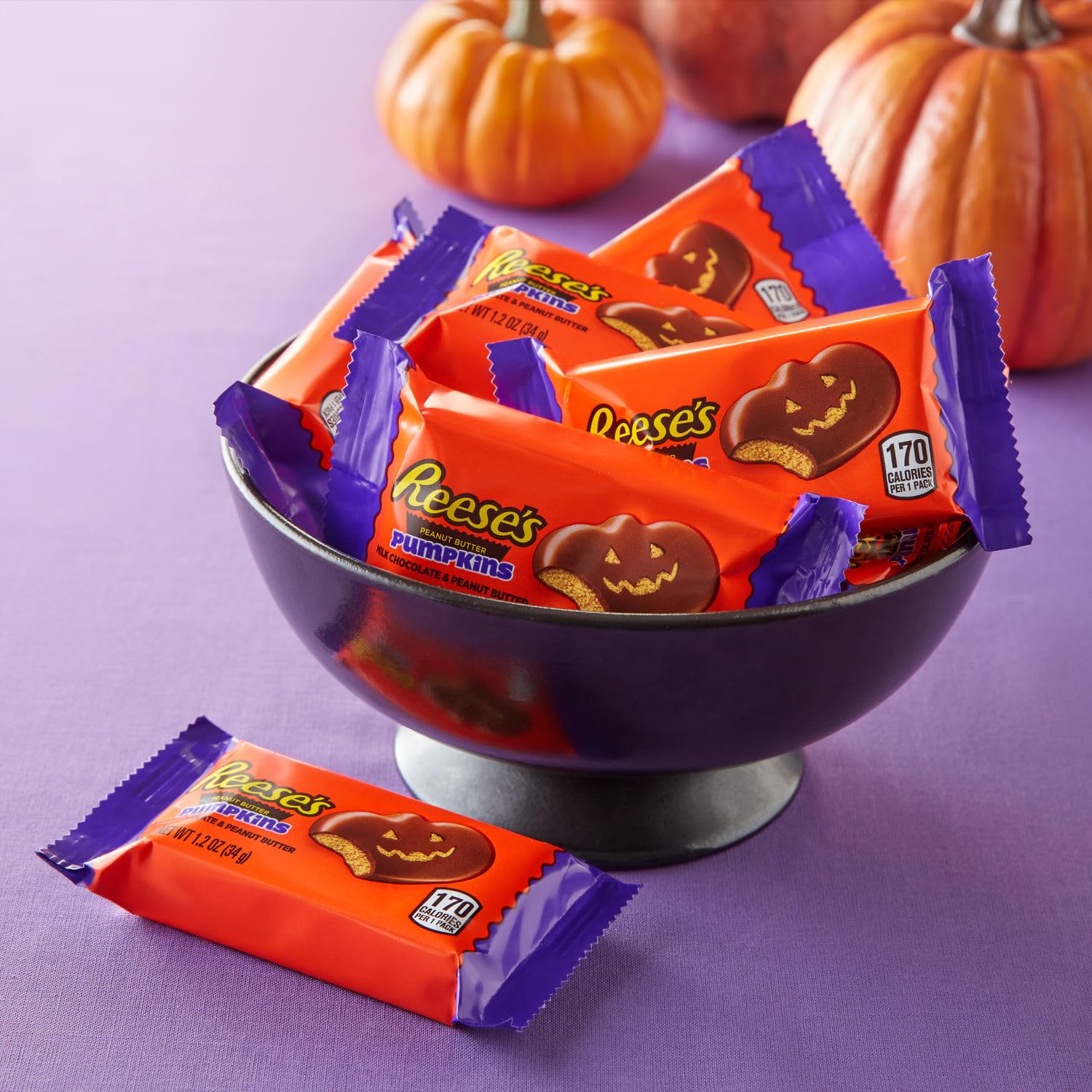 Reese's Milk Chocolate Peanut Butter Pumpkins - 36 Count Halloween Candy Bulk Pack (1.2 oz Each) - Perfect for Trick-or-Treating, Halloween Parties, Office Treats & Holiday Gift Baskets