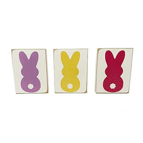 3-Tier Mini Easter Wooden Bunny Shelf Decor Set - Spring Pastel Purple Yellow Pink Peeps for Home, Party & Seasonal Display - Perfect for Easter Decorations, Spring Home Decor & Gift Giving