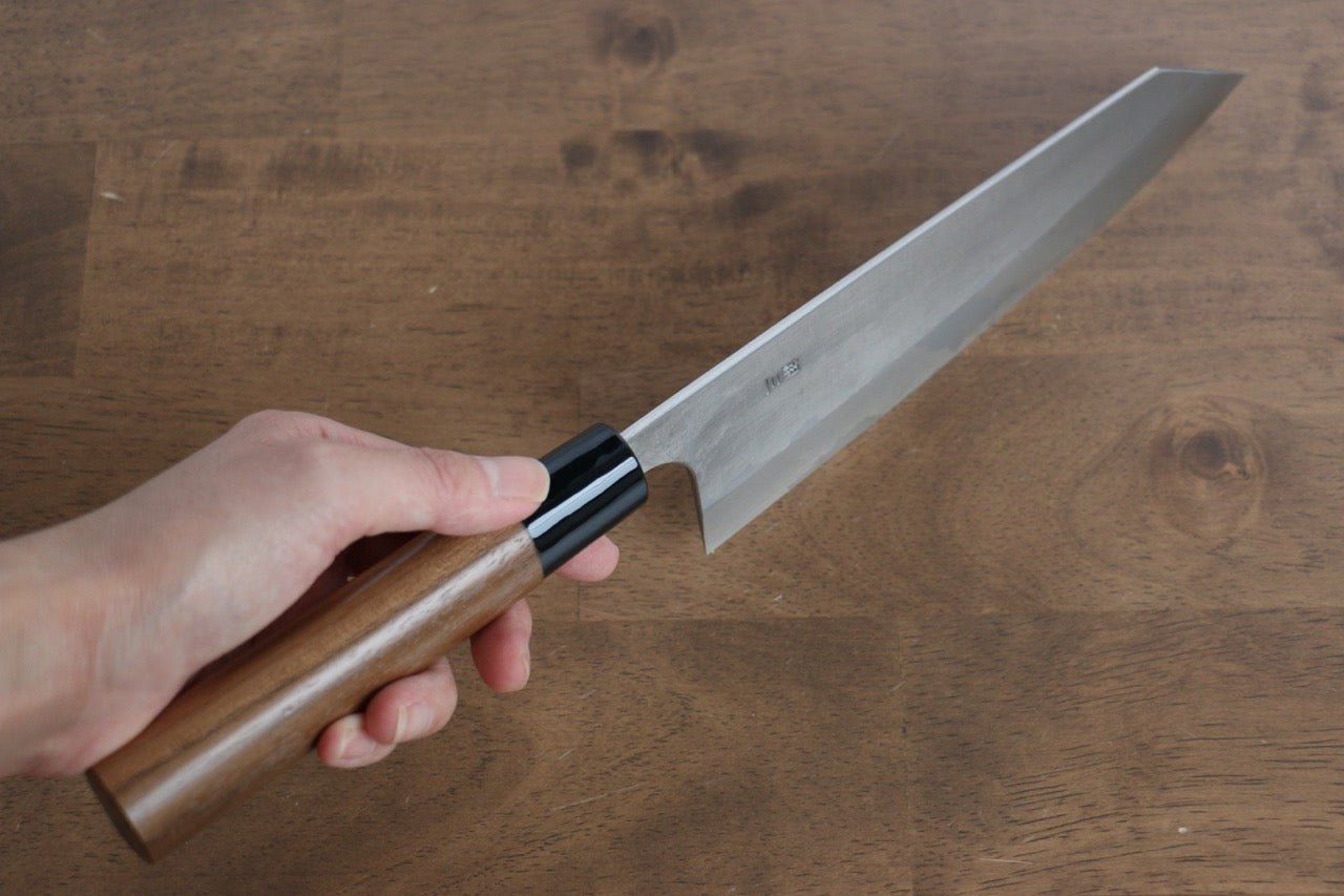 Nao Yamamoto 180mm Nashiji Bunka Knife - Silver Steel No.3 Blade with Walnut Handle - Perfect for Sushi, Vegetables & Meat Cutting - Japanese Kitchen Knife for Professional Chefs & Home Cooks