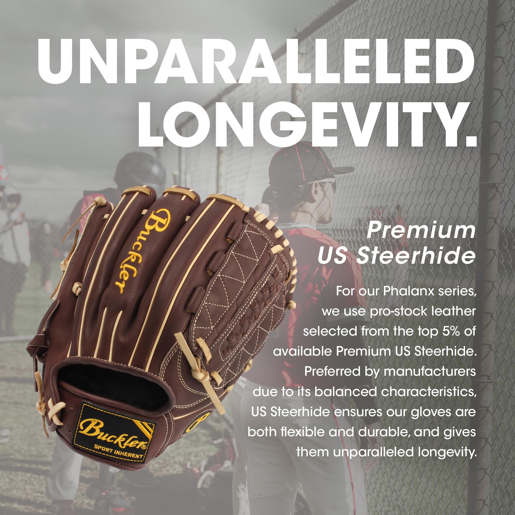 BUCKLER 'Phalanx' Series - Premium USA Steerhide Baseball Gloves for Adults - Pitcher's Mitt 12