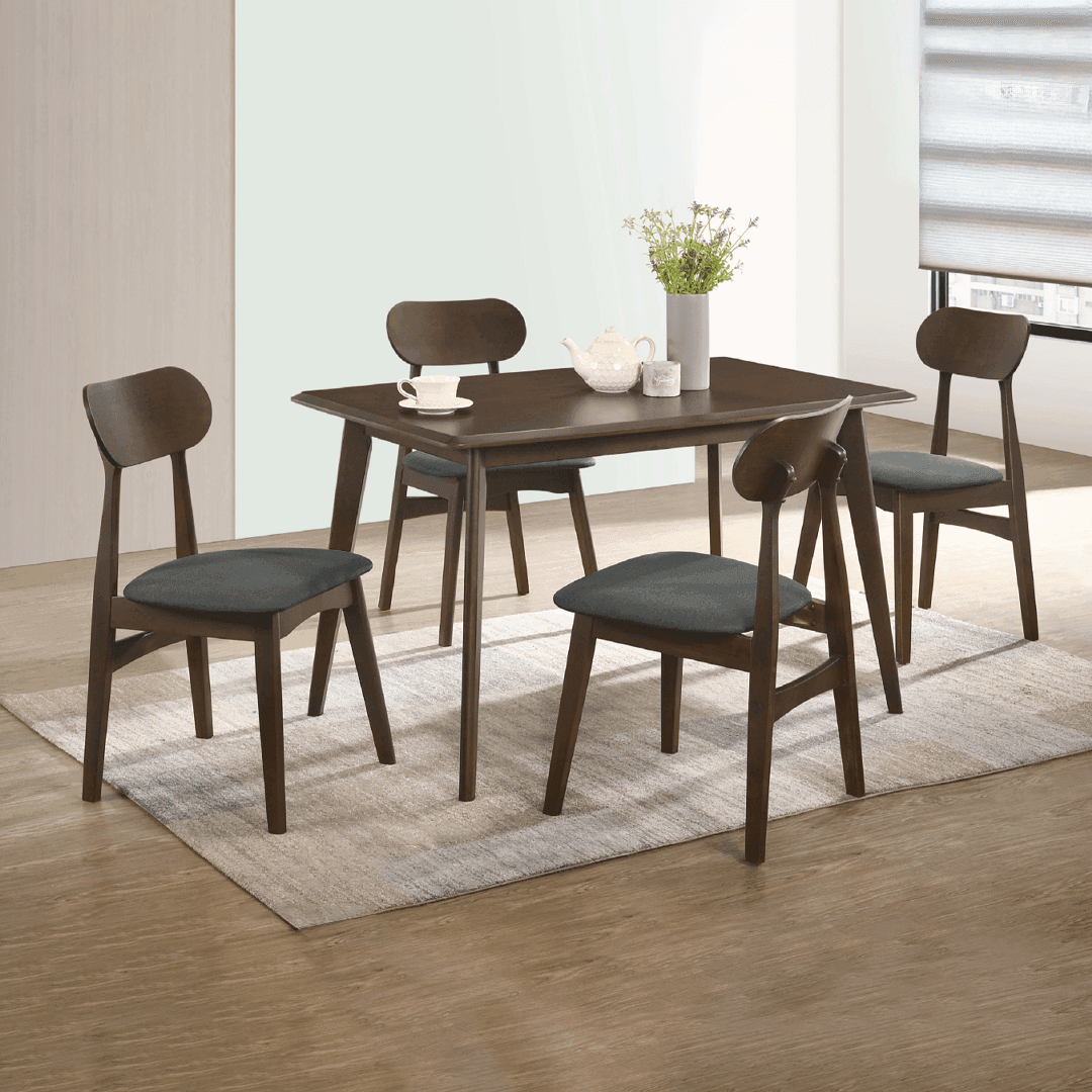 Margalo 120cm Wooden Dining Table Set - 6-Piece Modern Farmhouse Style Dining Room Furniture for Kitchen, Breakfast Nook & Small Spaces