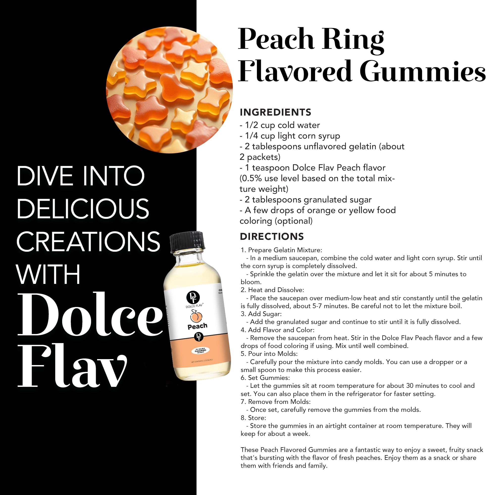 **Dolce Flav Peach Extract (Oil-Soluble) 1 Gallon – Kosher, Sugar-Free, Concentrated Juicy Peach Flavoring for Baking, Chocolates, Desserts & Beverages – Includes Measured Dropper – Perfect for Cakes, Ice Cream, Cocktails & DIY Recipes**