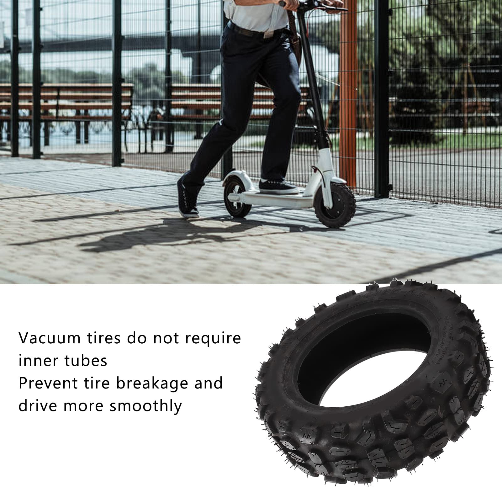 **90/65-6.5 Electric Scooter Vacuum Tire - Thickened Tubeless Rubber Tire for E-Scooters - Perfect for Commuting & Urban Riding**