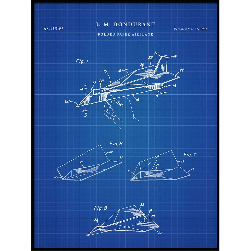 Vintage Paper Airplane Poster - Folded Paper Plane Art Print for Nursery & Playroom Decor - Unique Airplane Wall Art for Kids Room - QP548 | Perfect for Home, Office & Classroom Decorations