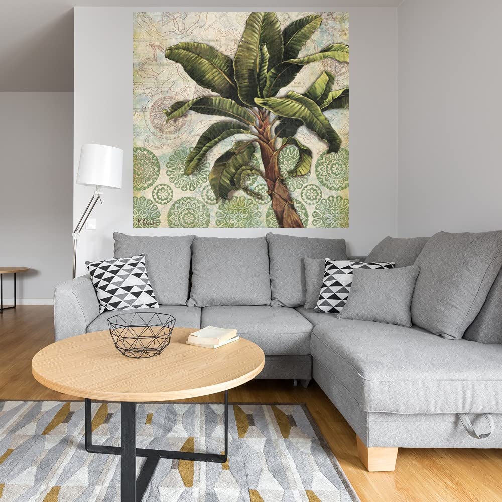Paul Brent Delray Palm IV Fine Art Canvas Wall Decor - 22x22 Inches Ready to Hang - Perfect for Living Room, Bedroom, Bathroom, Kitchen, Office, Bar & Dining Room - Tropical Beach Theme Home Decor
