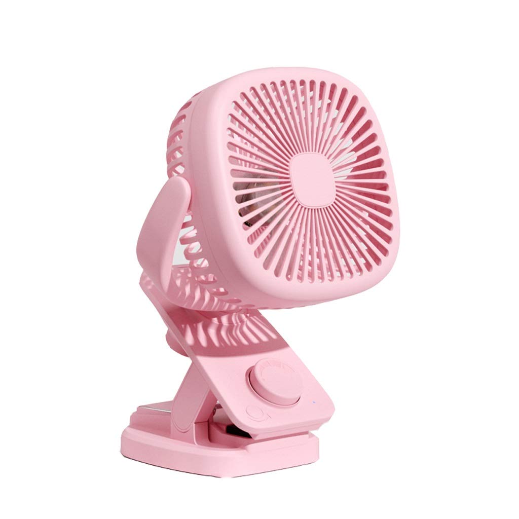 Portable USB Rechargeable Handheld Clip Fan - Mini Desk Fan for Office, Student, Travel | Silent Cooling Fan with Adjustable Head | Perfect for Work, Study & Outdoor Use (Blue/Pink)